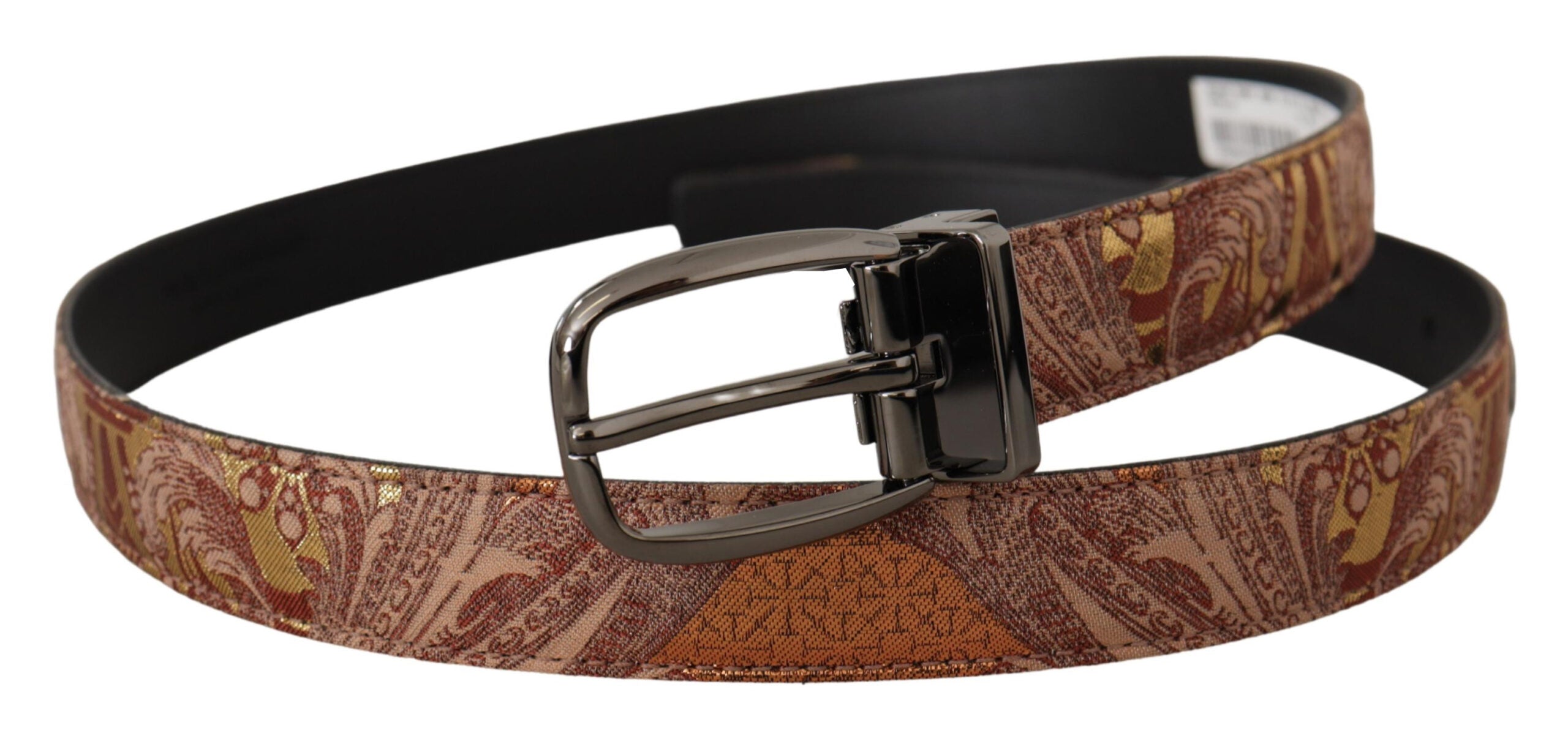 Multicolor Embossed Leather Black Metal Buckle Belt - ventzia