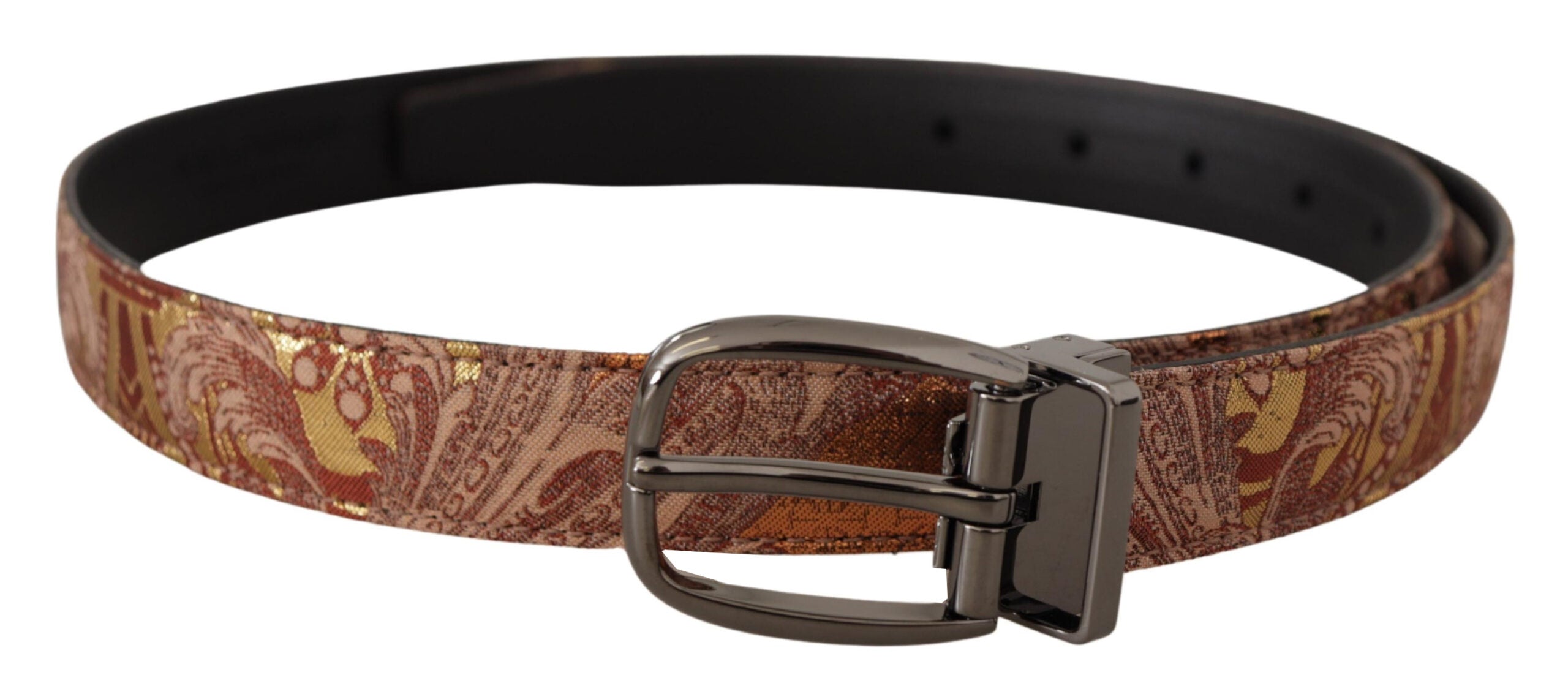 Multicolor Embossed Leather Black Metal Buckle Belt - ventzia