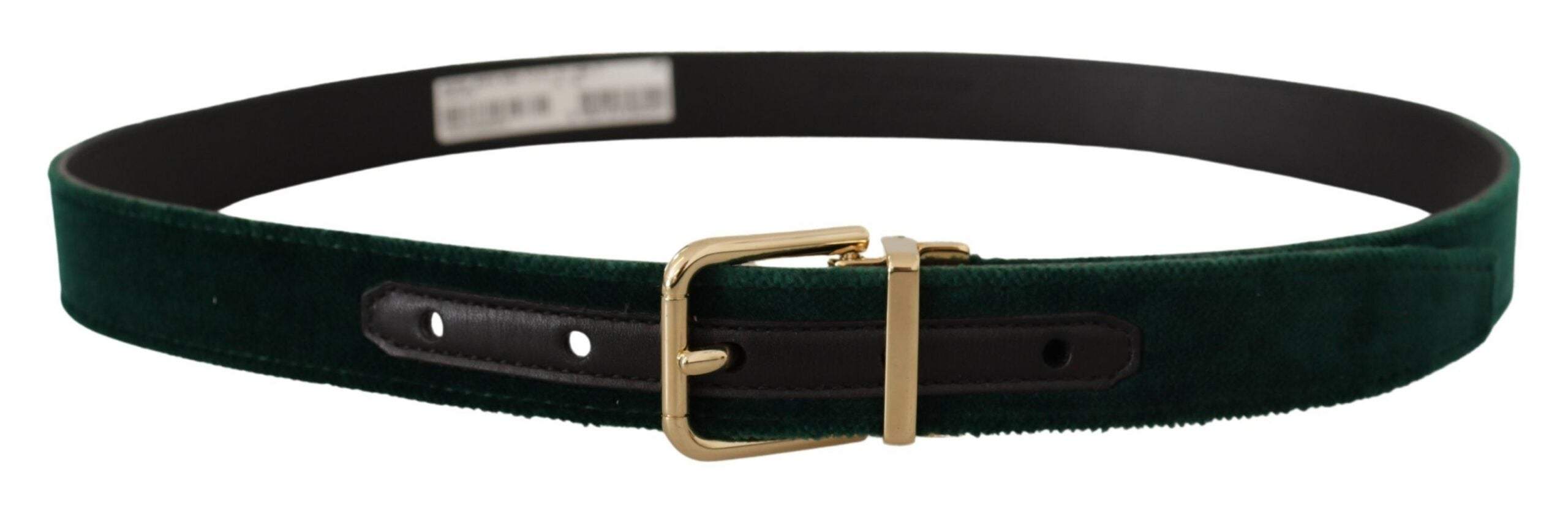 Green Velvet Leather Gold Metal Logo Belt - ventzia