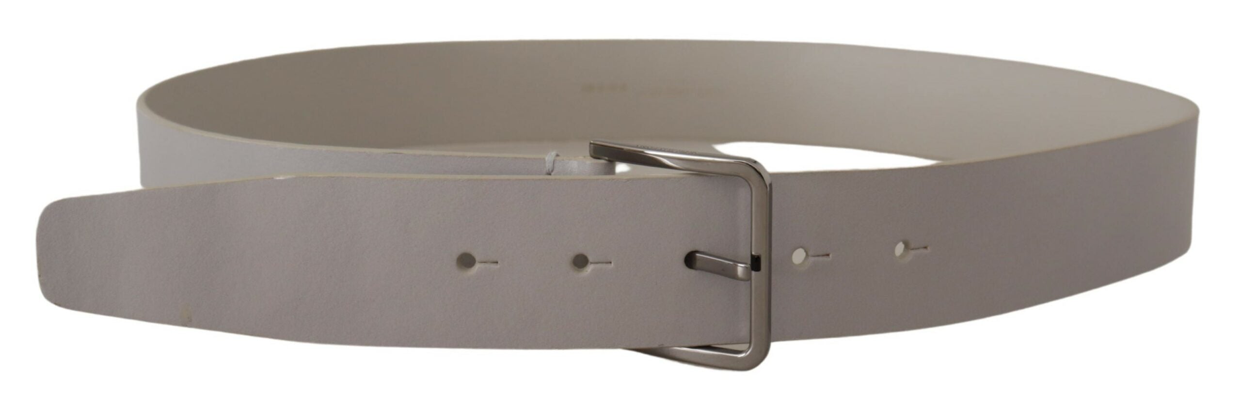 White Leather Wide Silver Metal Buckle Belt - ventzia