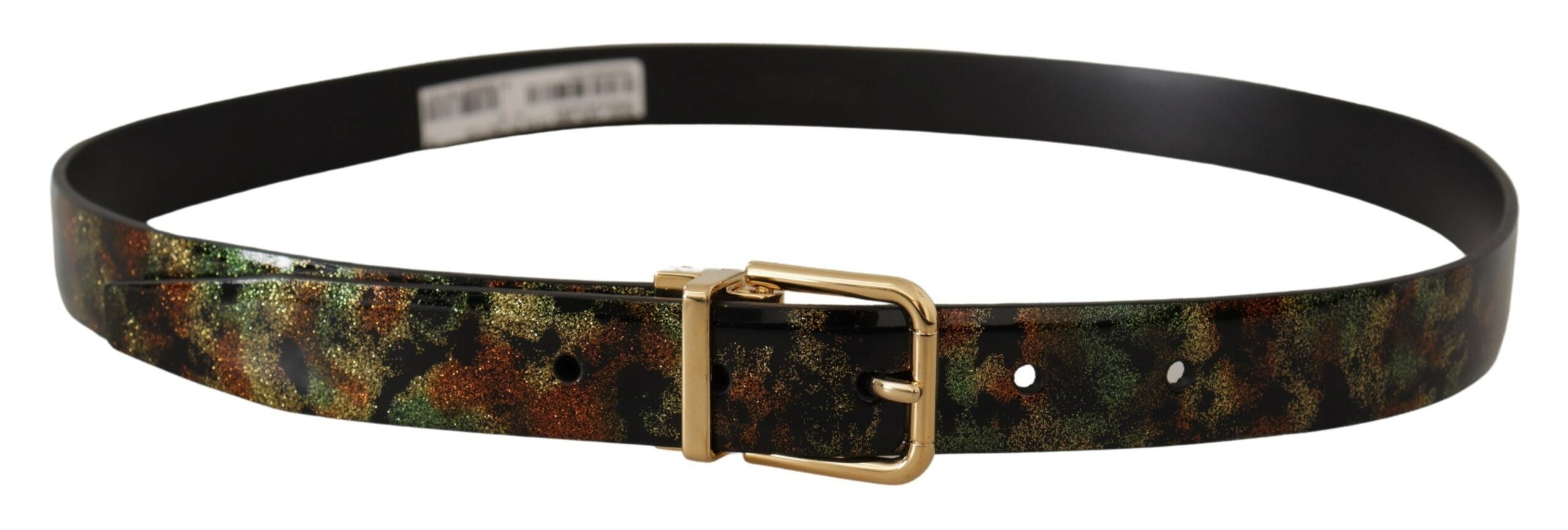 Black Green Leather Bronze Metal Buckle Belt - ventzia
