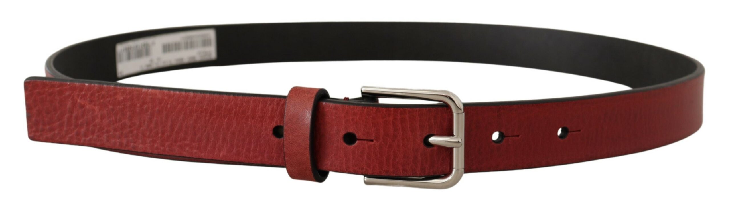 Maroon Vitello Leather Silver Metal Belt - ventzia