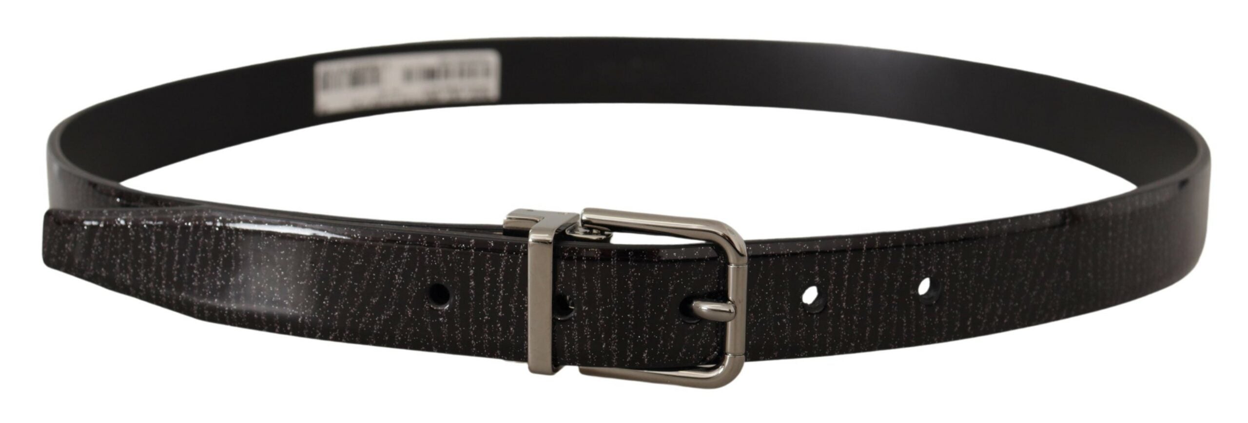 Black Leather Vernice Metal Buckle Belt - ventzia