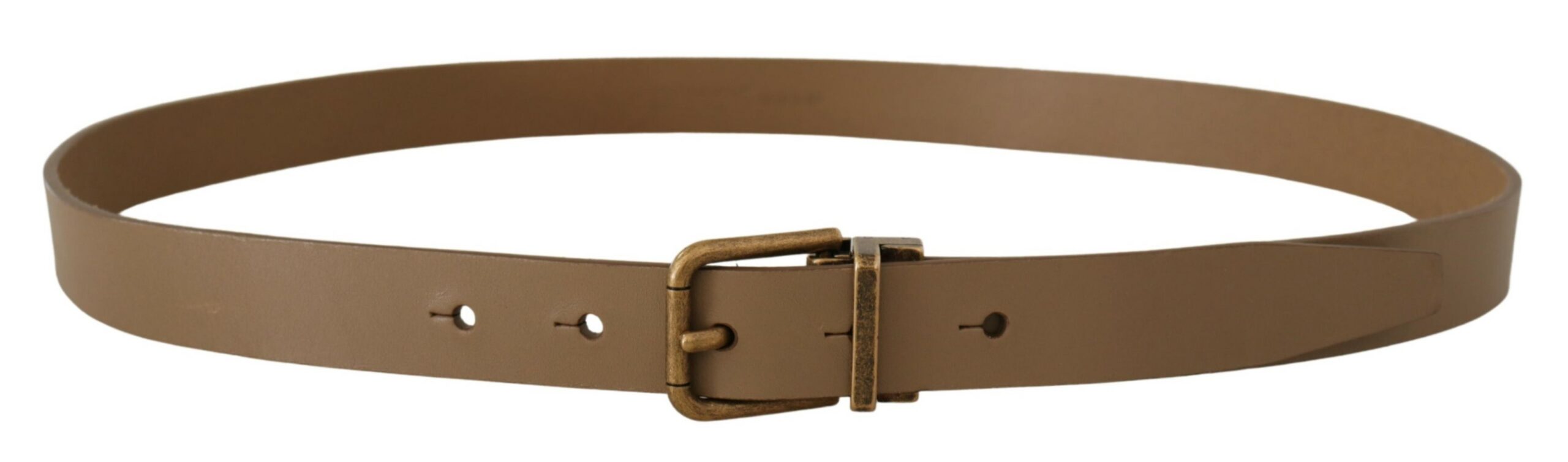 Brown Solid Leather Brass Buckle Classic Belt - ventzia
