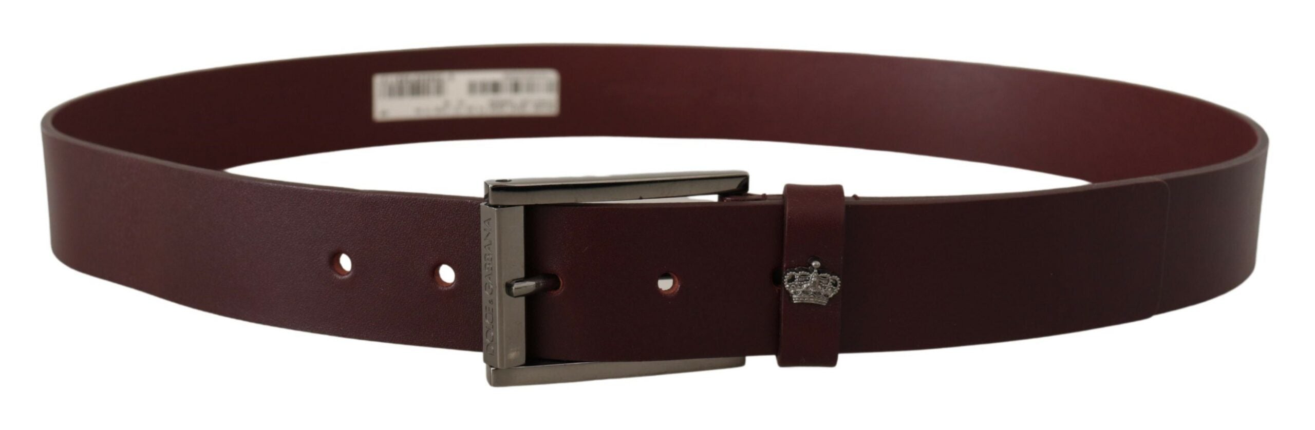 Brown Leather Silver Metal Crown Buckle Belt - ventzia