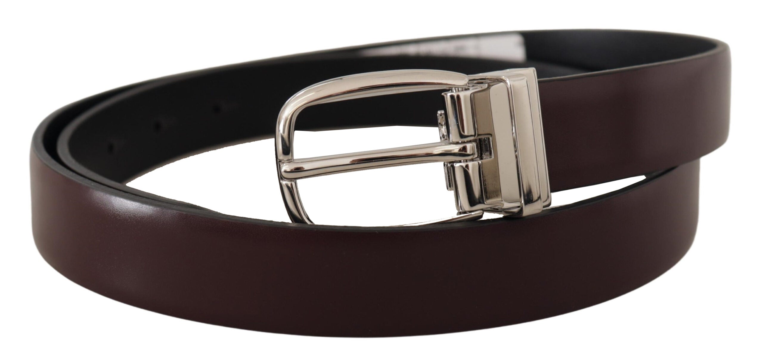 Solid Brown Leather Silver Metal Belt - ventzia