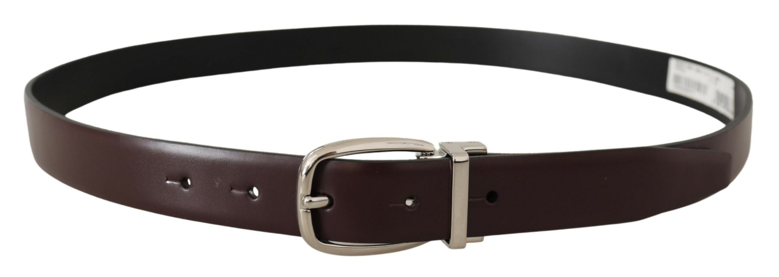 Solid Brown Leather Silver Metal Belt - ventzia
