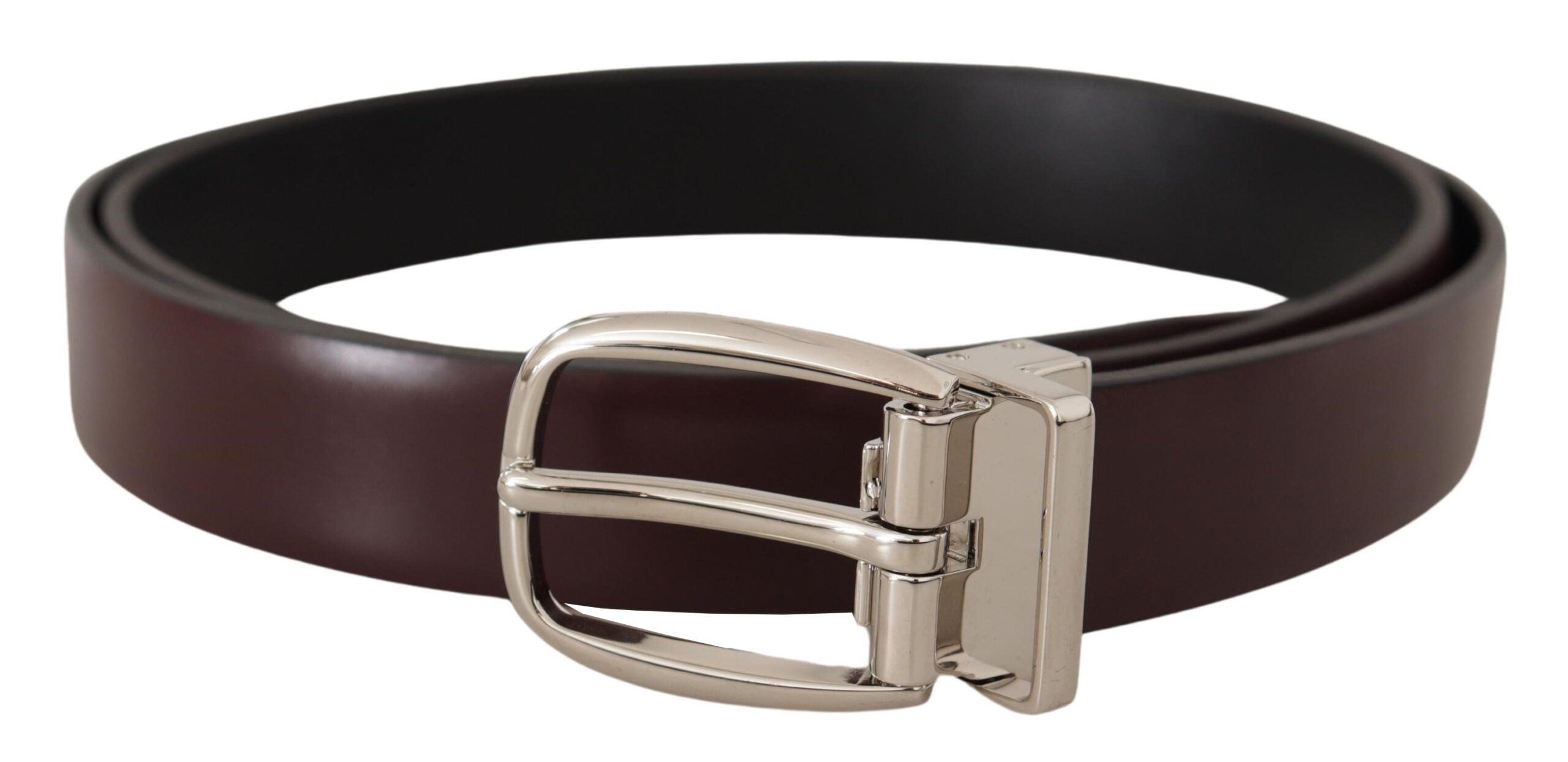 Solid Brown Leather Silver Metal Belt - ventzia