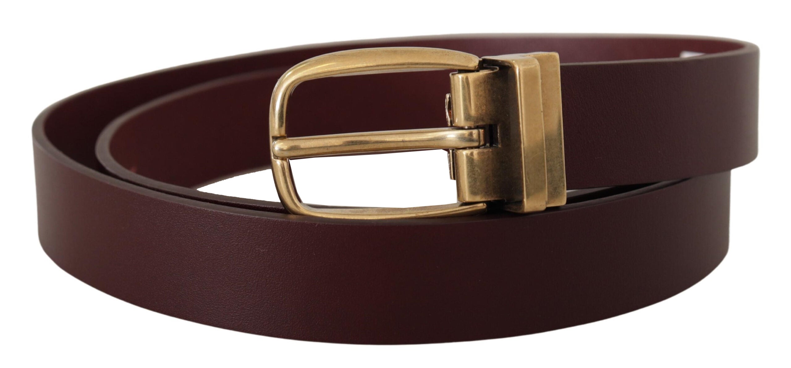Brown Leather Classic Gold Metal Buckle Belt - ventzia
