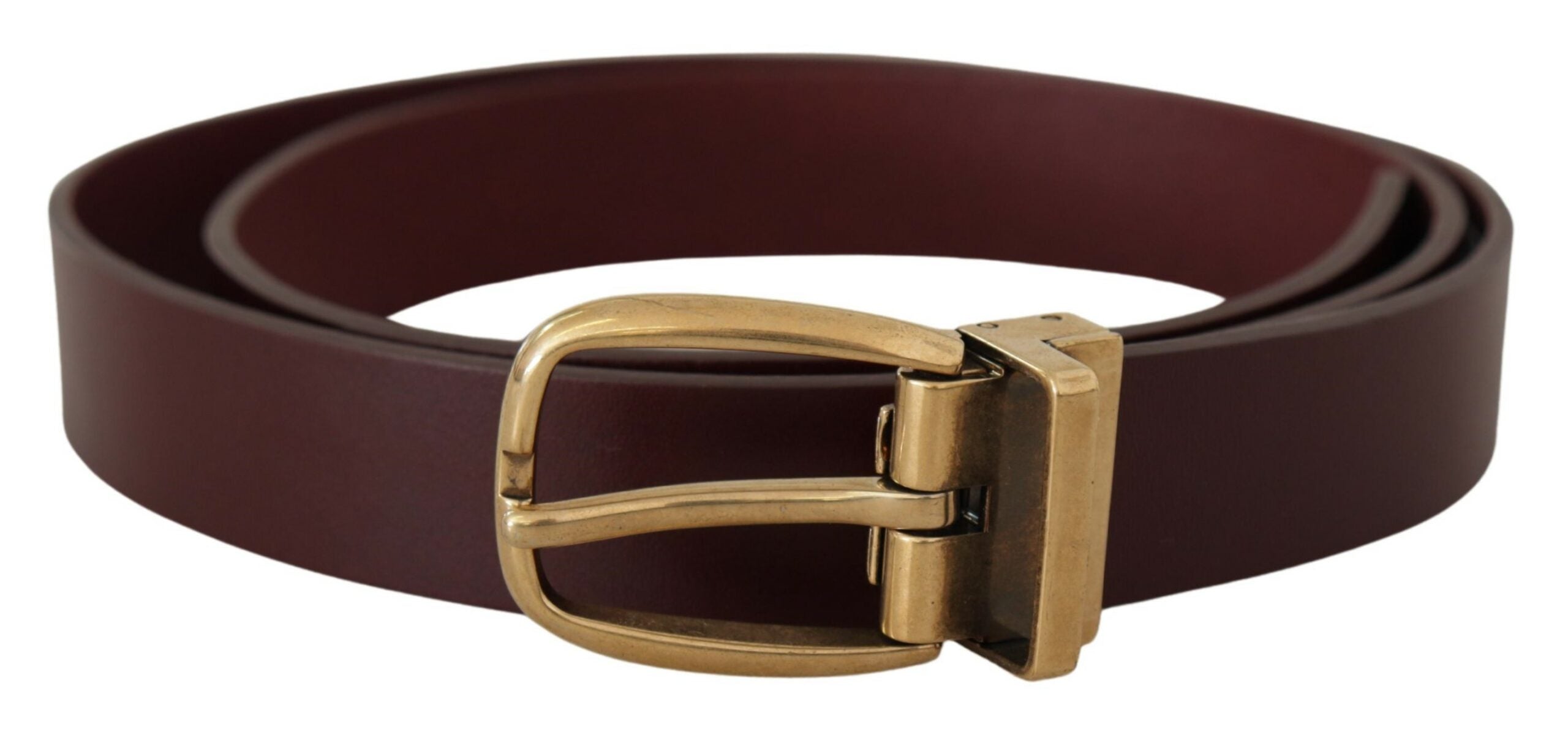 Brown Leather Classic Gold Metal Buckle Belt - ventzia
