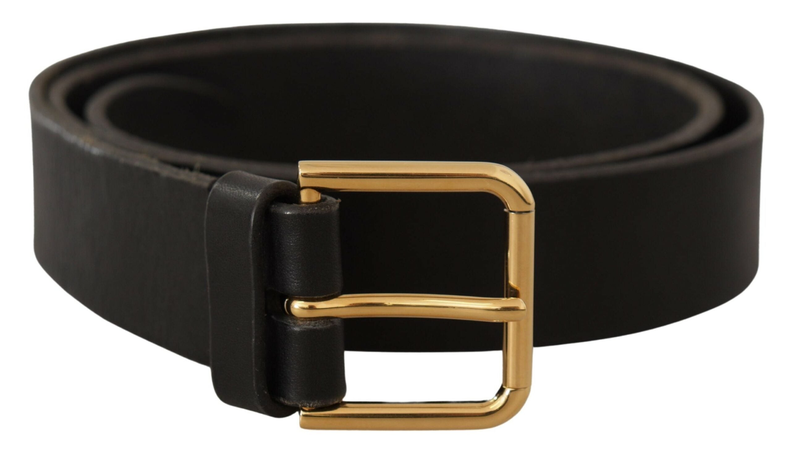 Brown Gold Metal Logo Buckle Calf Leather Belt - ventzia