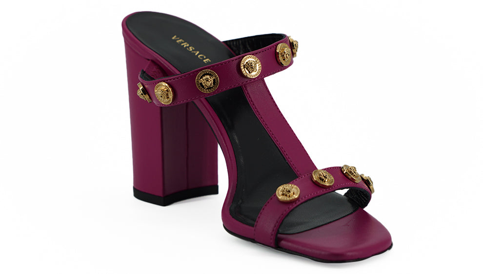 Elegant Purple Calf Leather High Sandals - ventzia