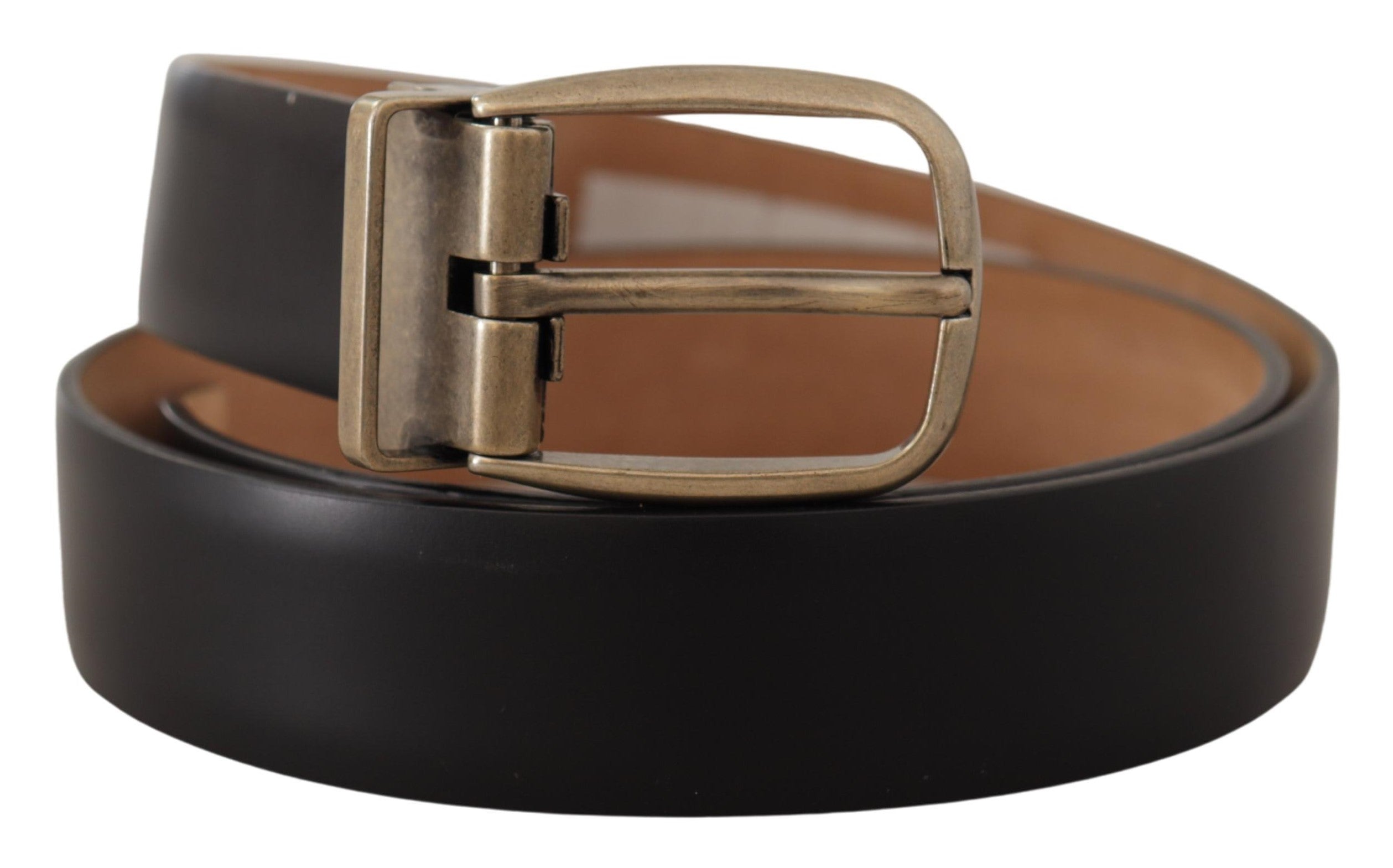 Black Brown Backend Leather Vintage Metal Buckle Belt - ventzia