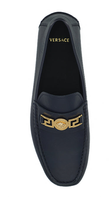 Elegant Navy Blue Calf Leather Loafers - ventzia
