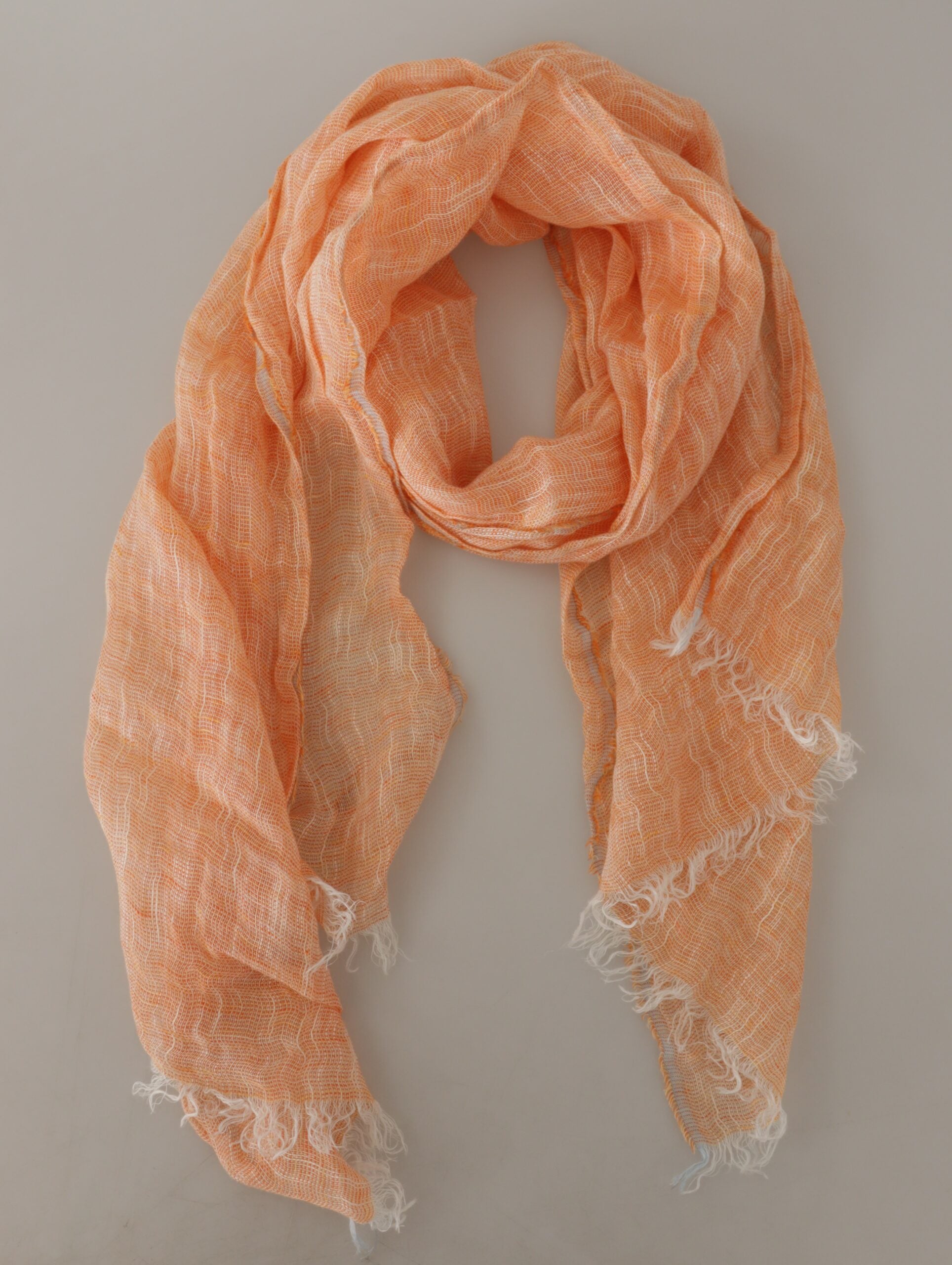 Peach Linen Knitted Shawl Wrap Fringes Scarf - ventzia