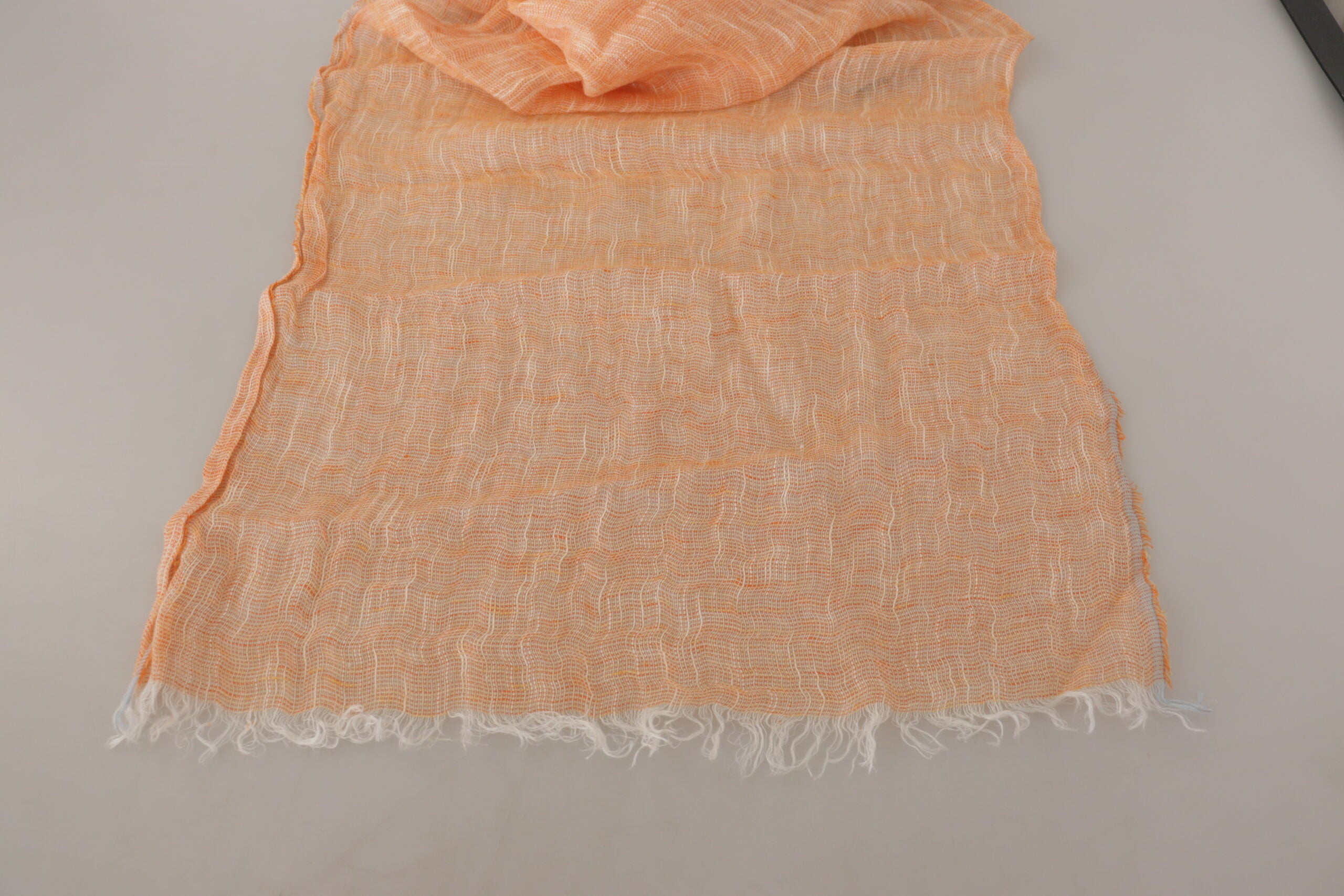 Peach Linen Knitted Shawl Wrap Fringes Scarf - ventzia