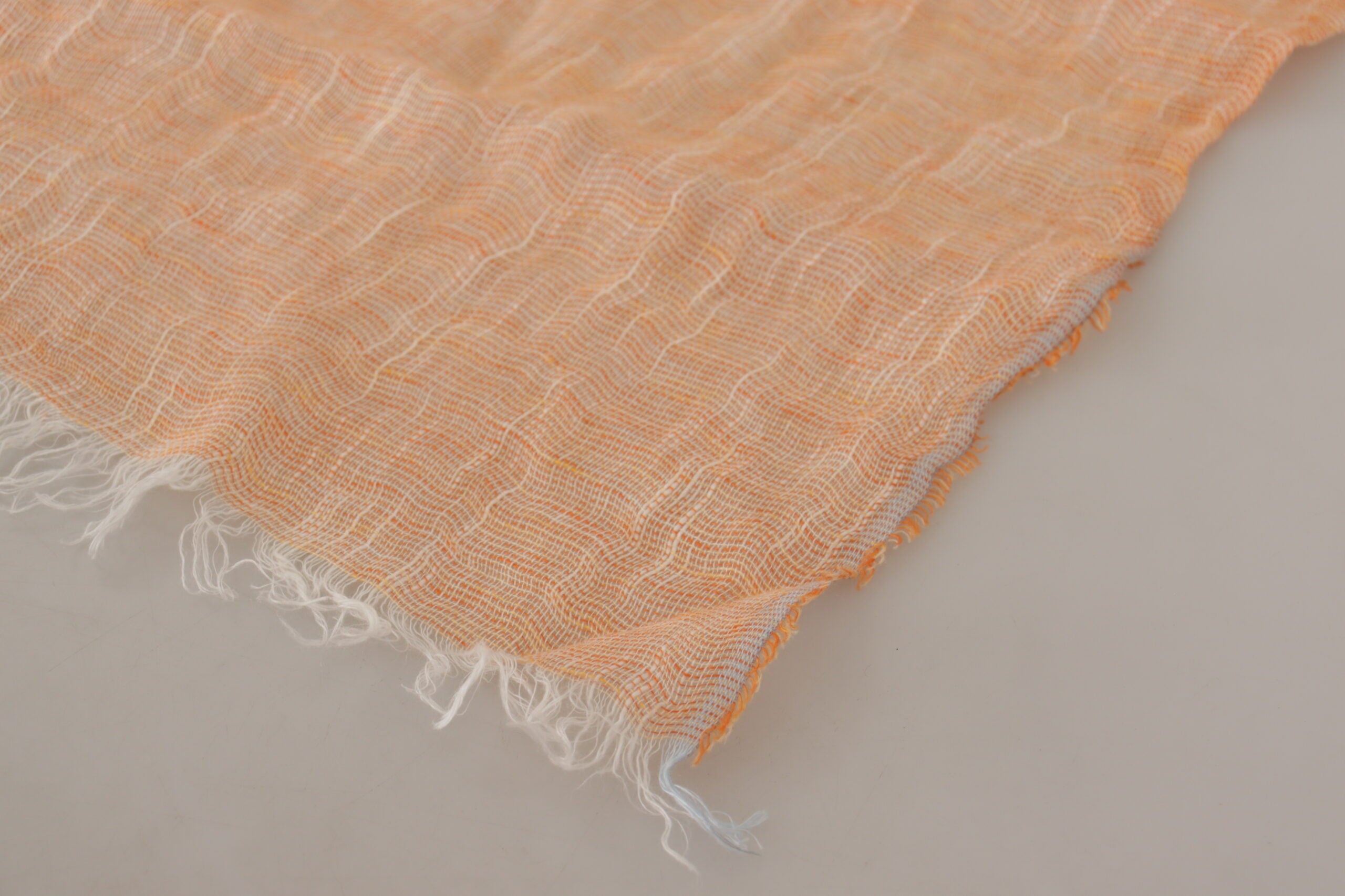 Peach Linen Knitted Shawl Wrap Fringes Scarf - ventzia