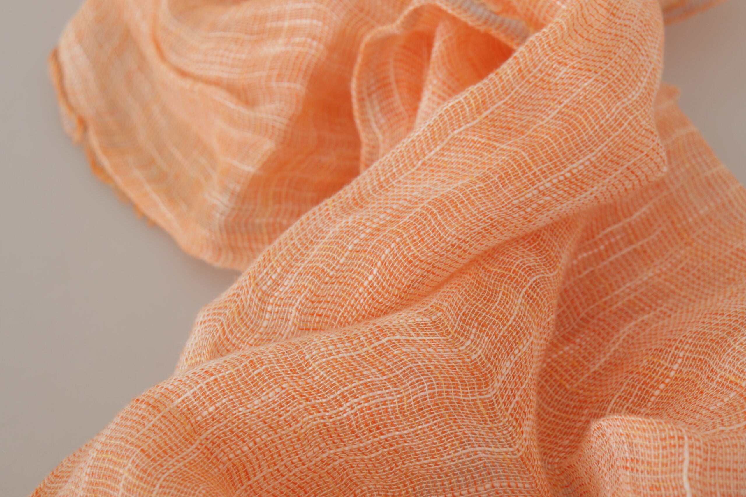 Peach Linen Knitted Shawl Wrap Fringes Scarf - ventzia