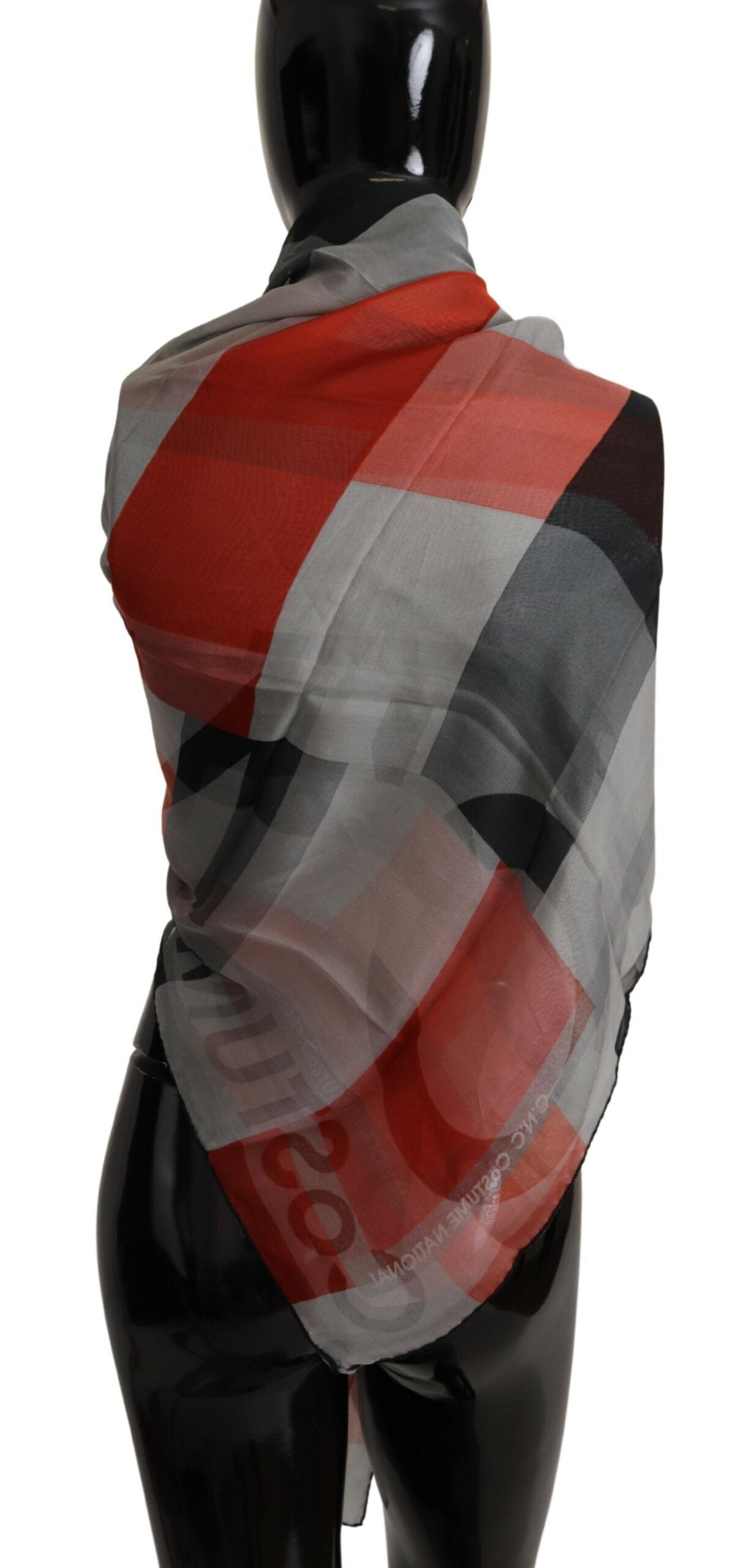 Gray Red Shawl Foulard Wrap Scarf - ventzia