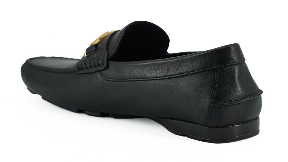 Elegant Black Calf Leather Men's Loafers - ventzia