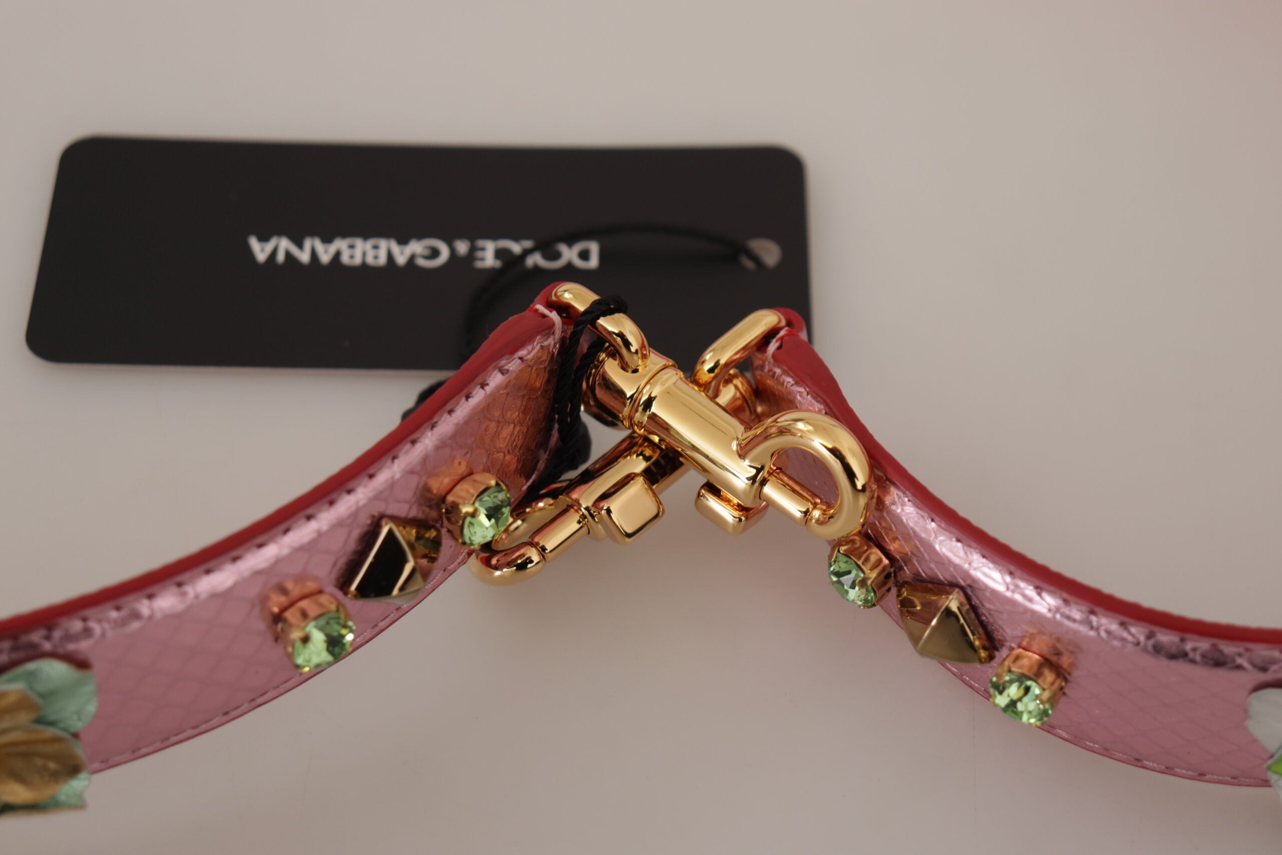 Metallic Pink Leather Studded Shoulder Strap - ventzia