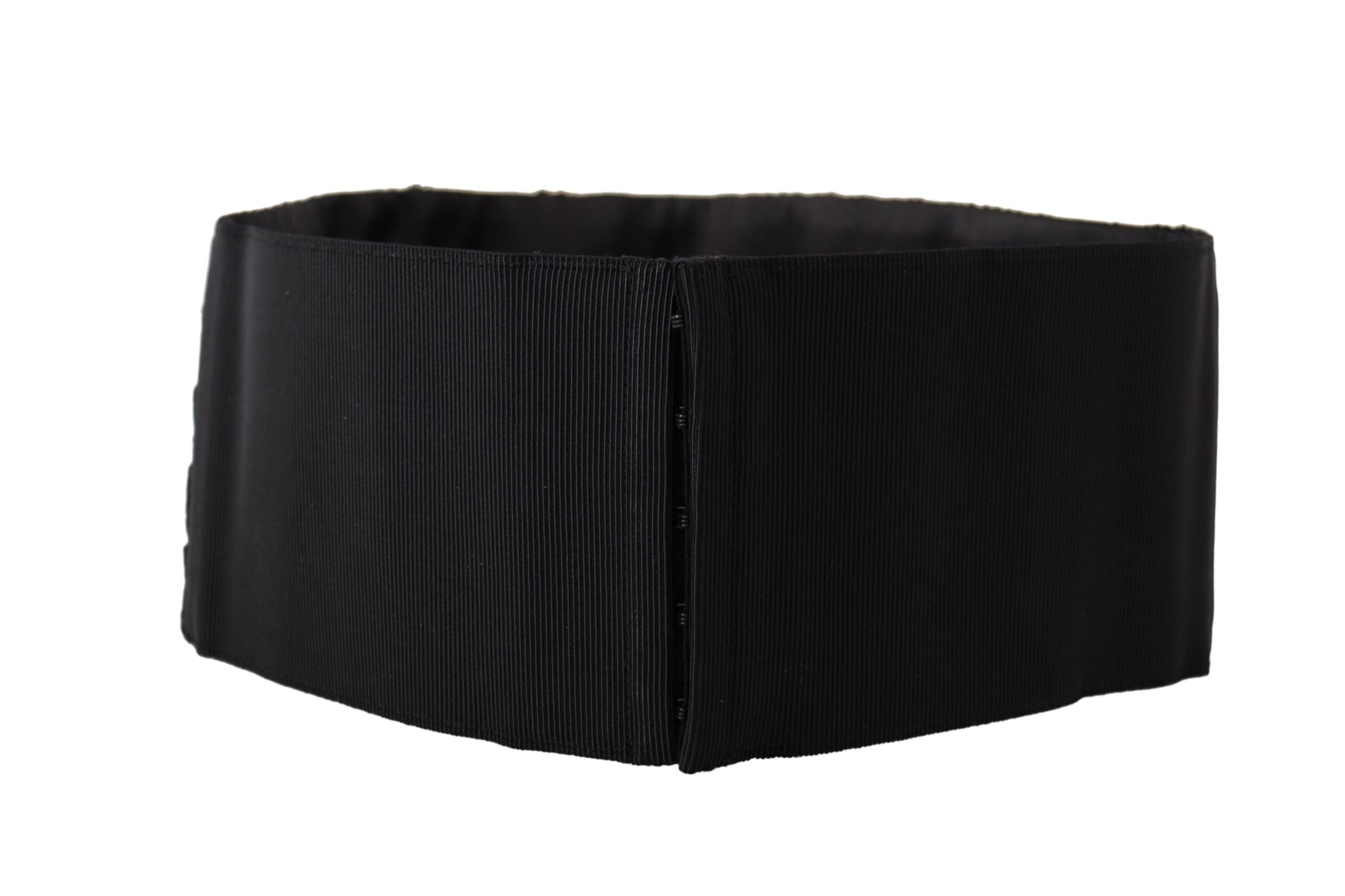 Black Silk Brass Crystal Embellished Waist Belt - ventzia