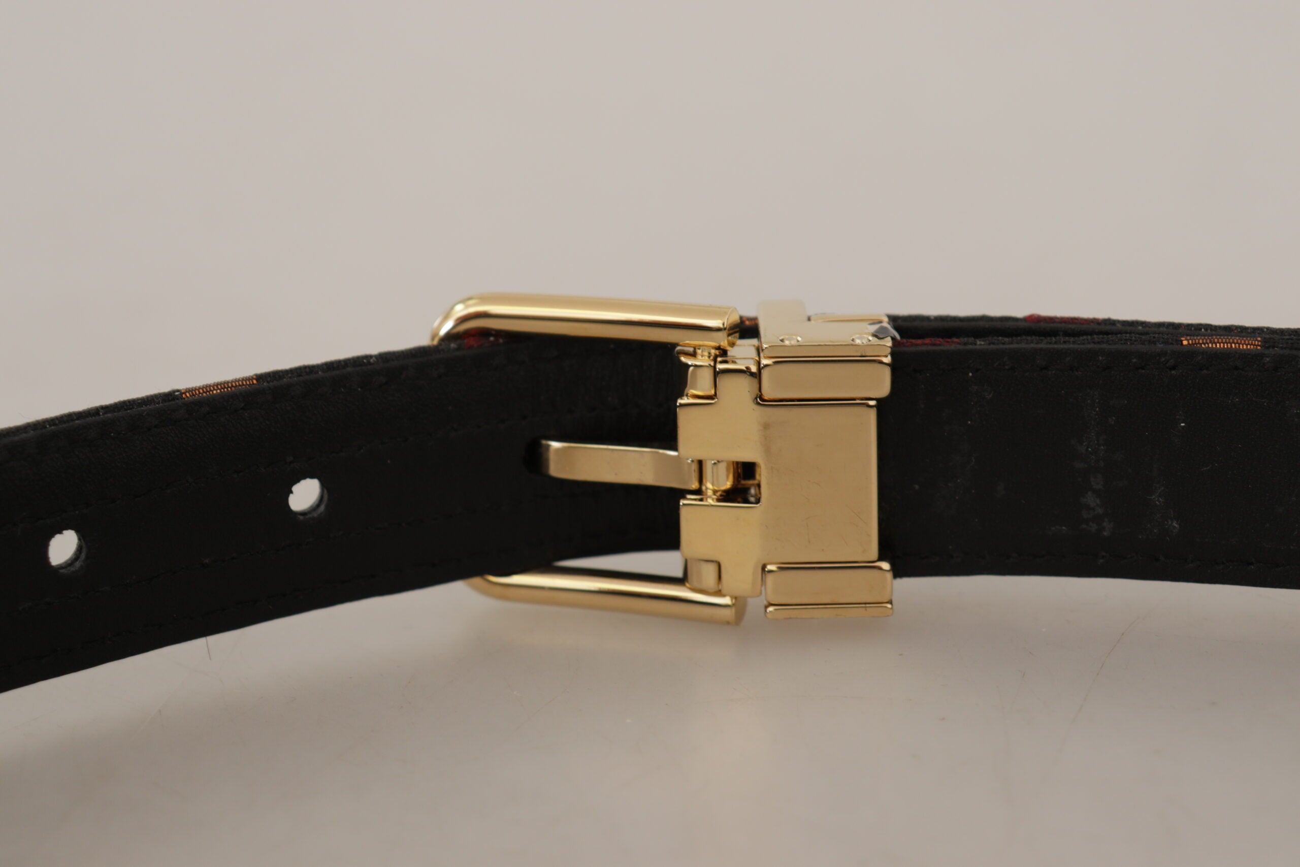 Multicolor Leather Jacquard Gold Metal Buckle Belt - ventzia