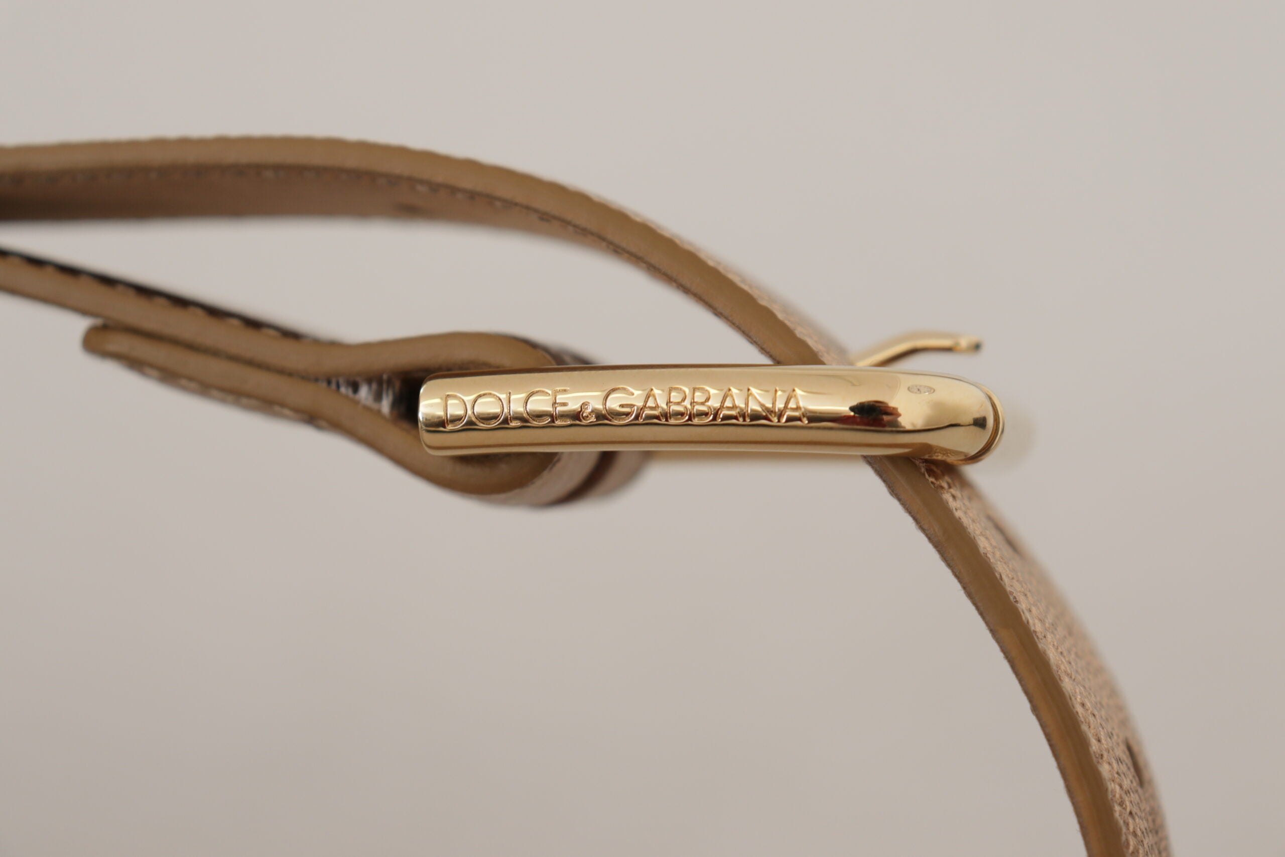 Rose Gold Leather Metallic Tone Metal Buckle Belt - ventzia