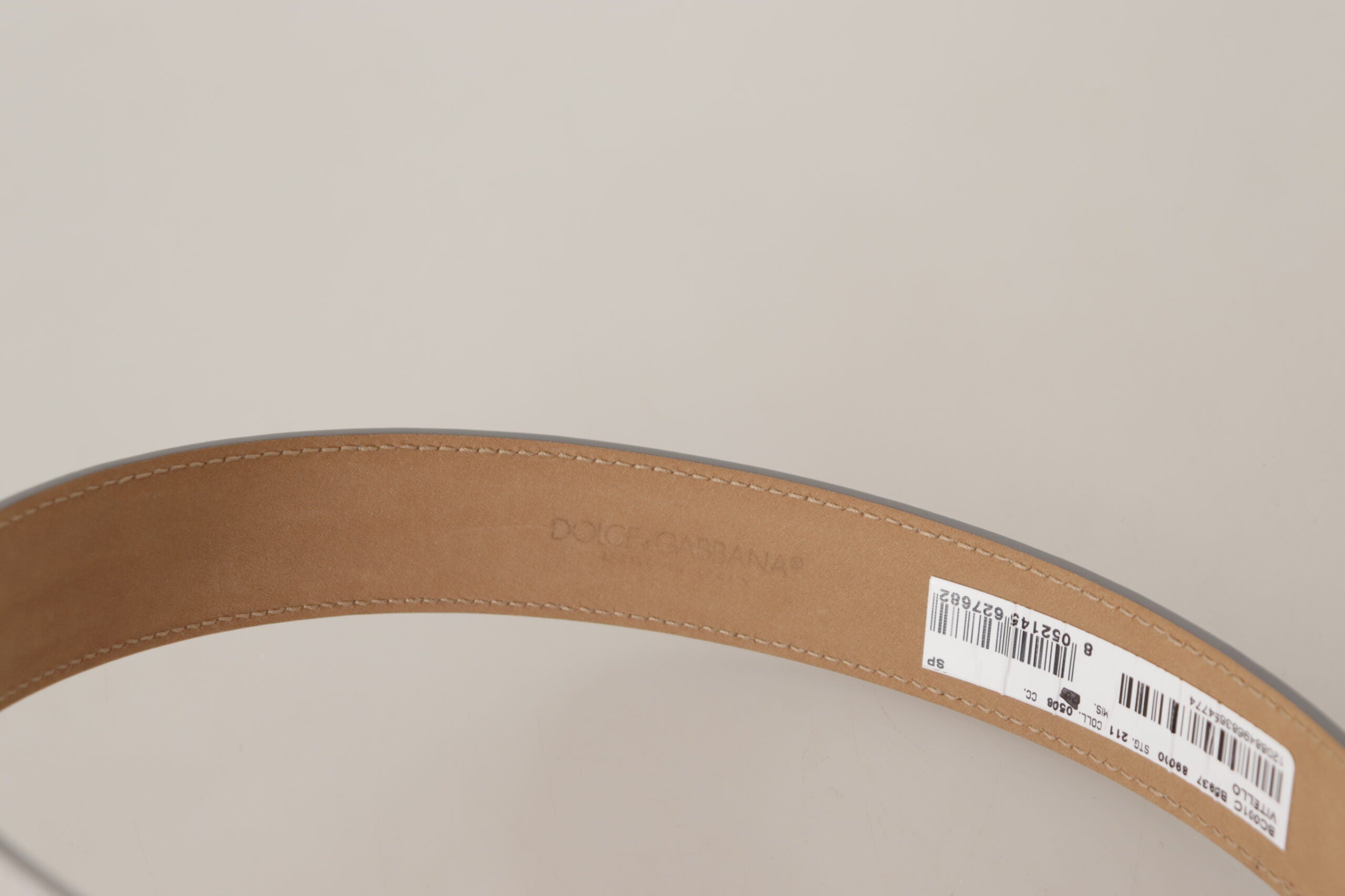 Silver Leather Gold Tone Logo Metal Buckle Belt - ventzia