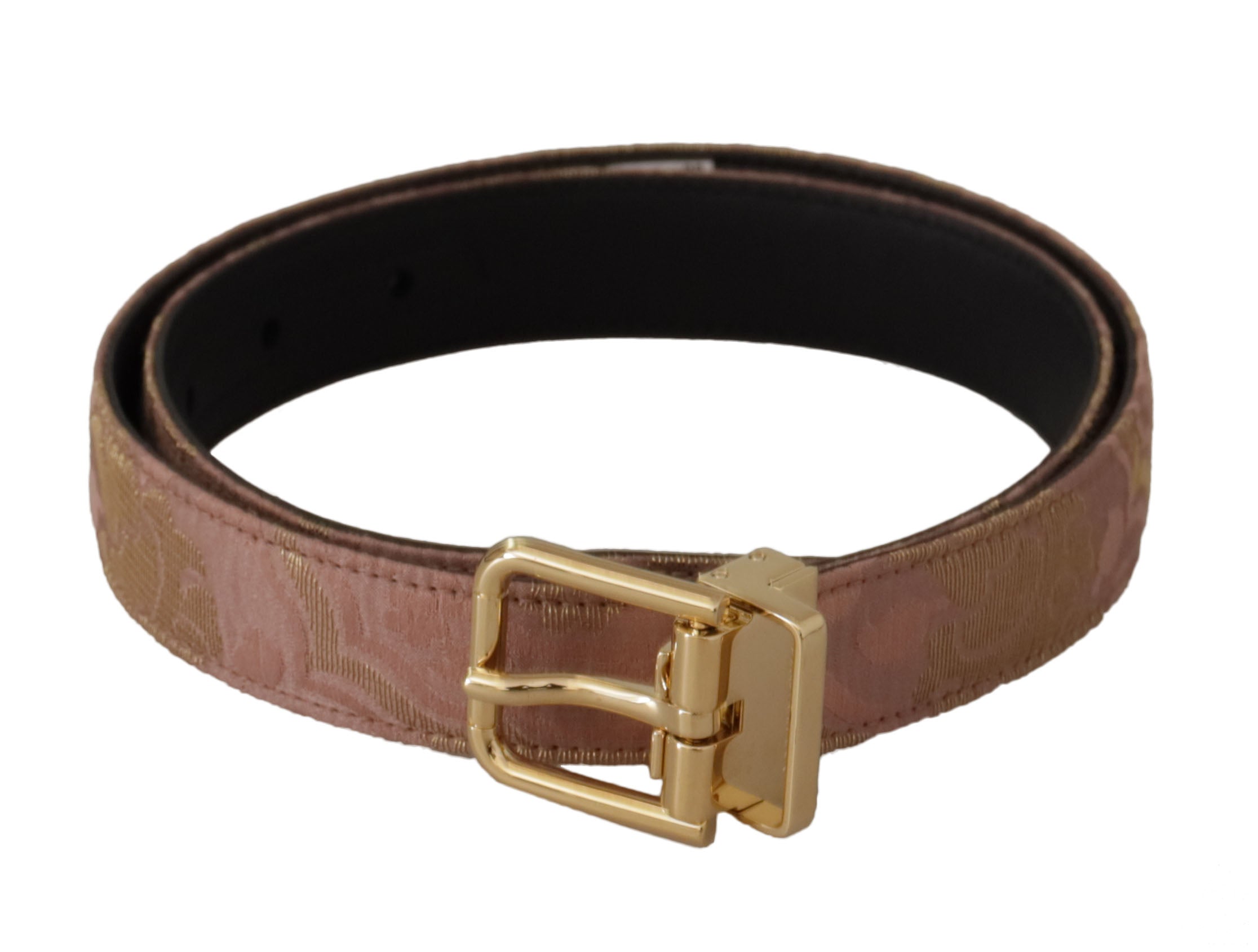 Rose Gold Leather Logo Engraved Metal Buckle Belt - ventzia