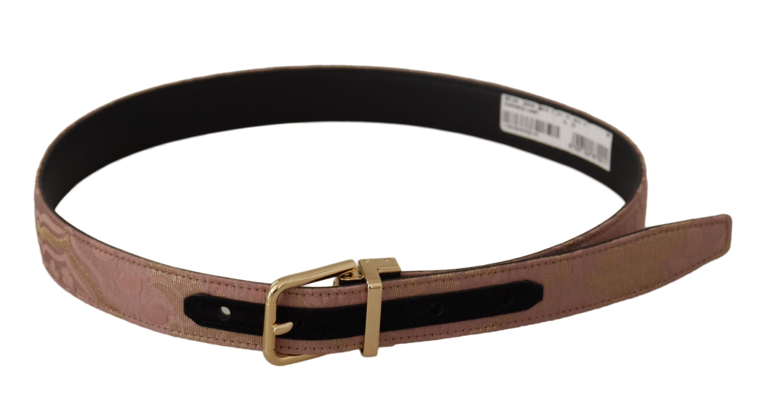 Rose Gold Leather Logo Engraved Metal Buckle Belt - ventzia