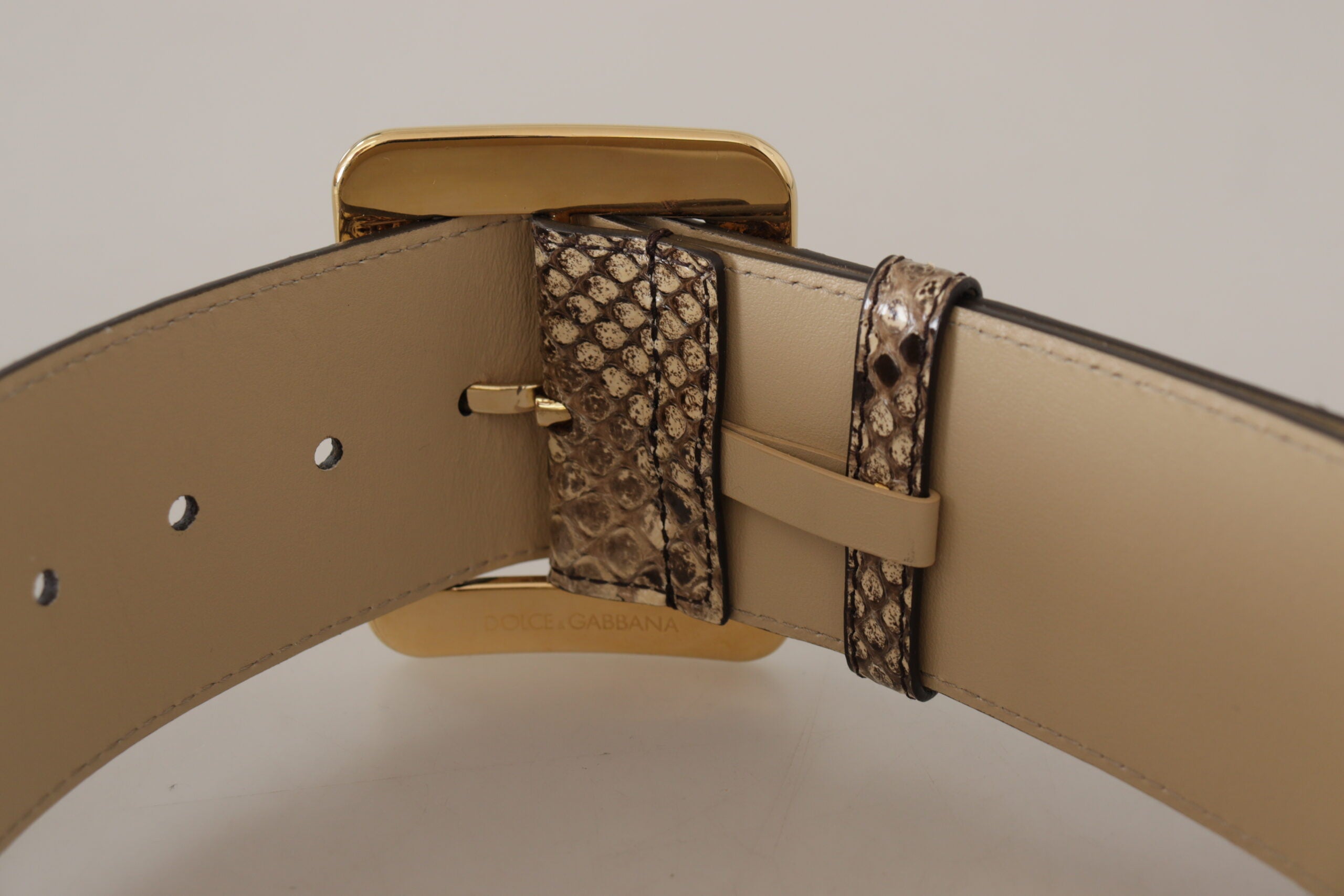 Brown Exotic Wide Waist Leather Gold Metal Buckle Belt - ventzia