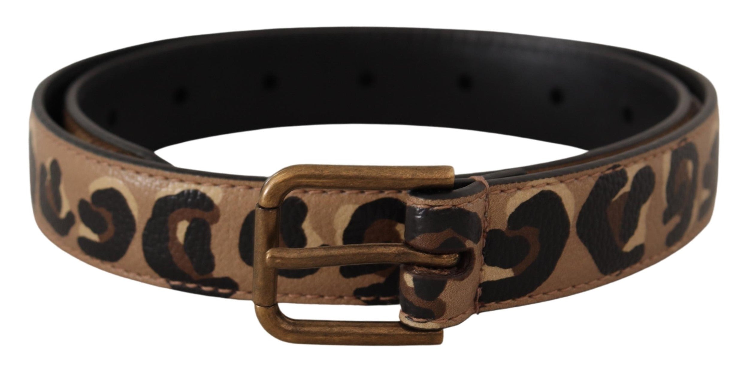 Brown Leopard Print Vintage Metal Waist Buckle Belt - ventzia