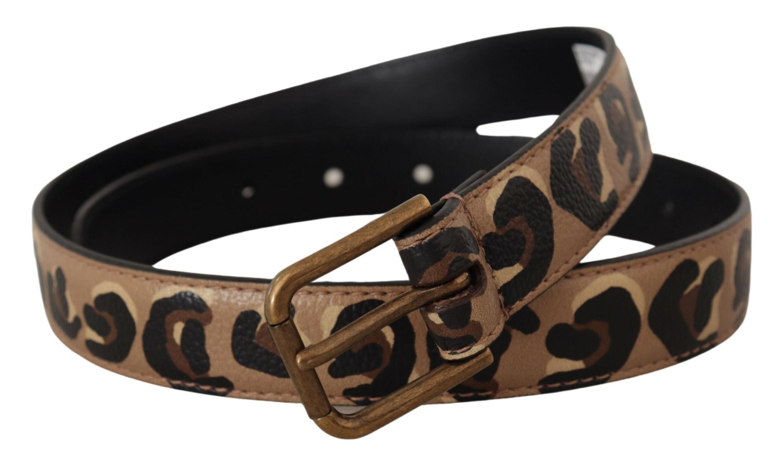 Brown Leopard Print Vintage Metal Waist Buckle Belt - ventzia
