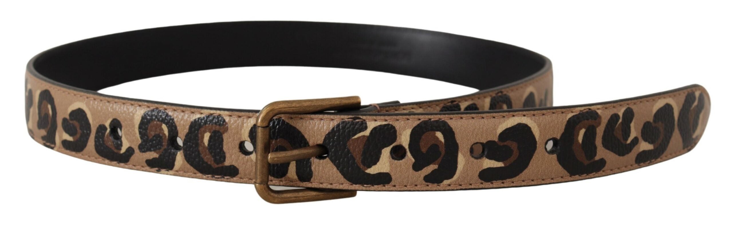 Brown Leopard Print Vintage Metal Waist Buckle Belt - ventzia