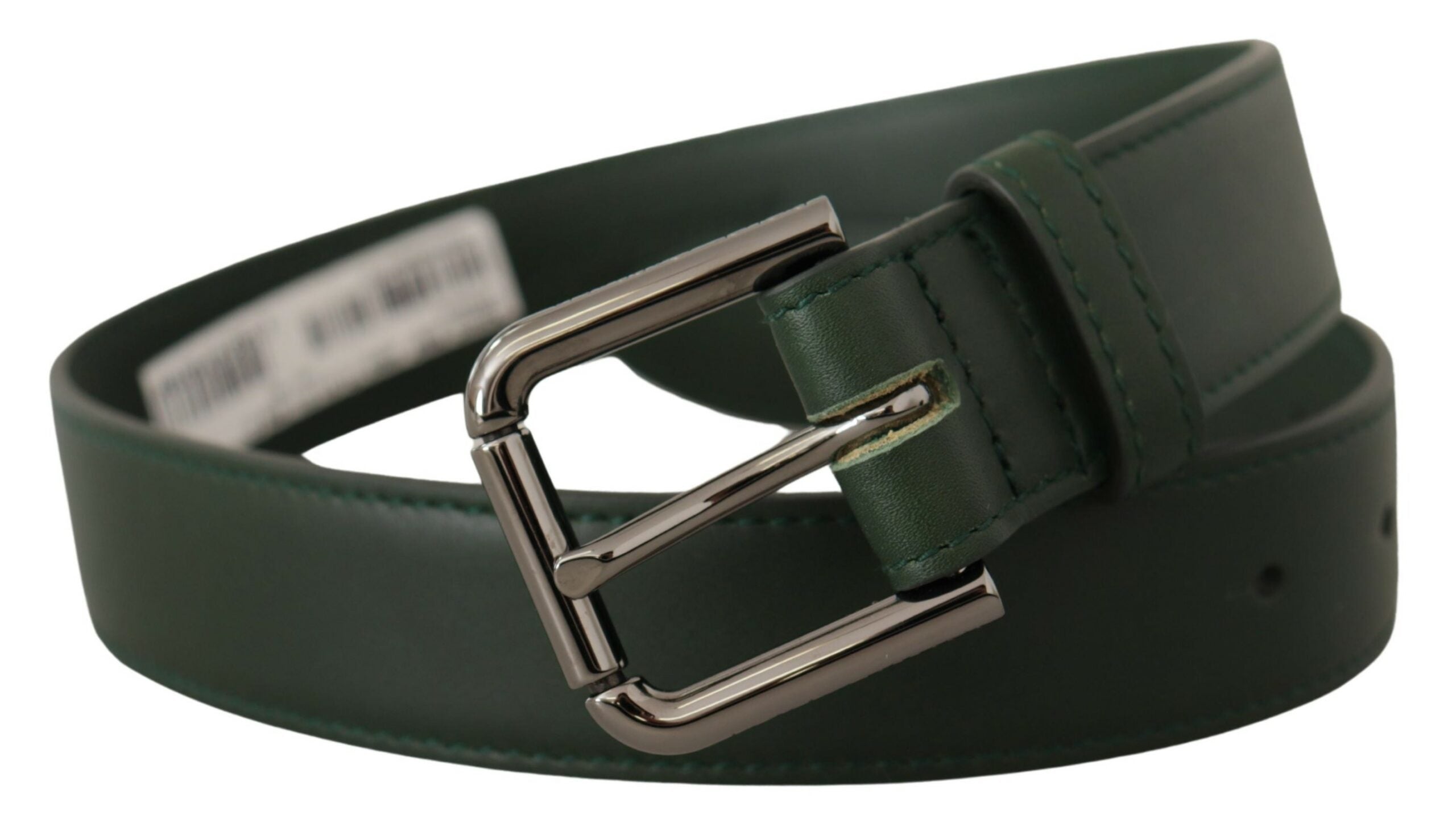Army Green Leather Logo Metal Waist Buckle Belt - ventzia