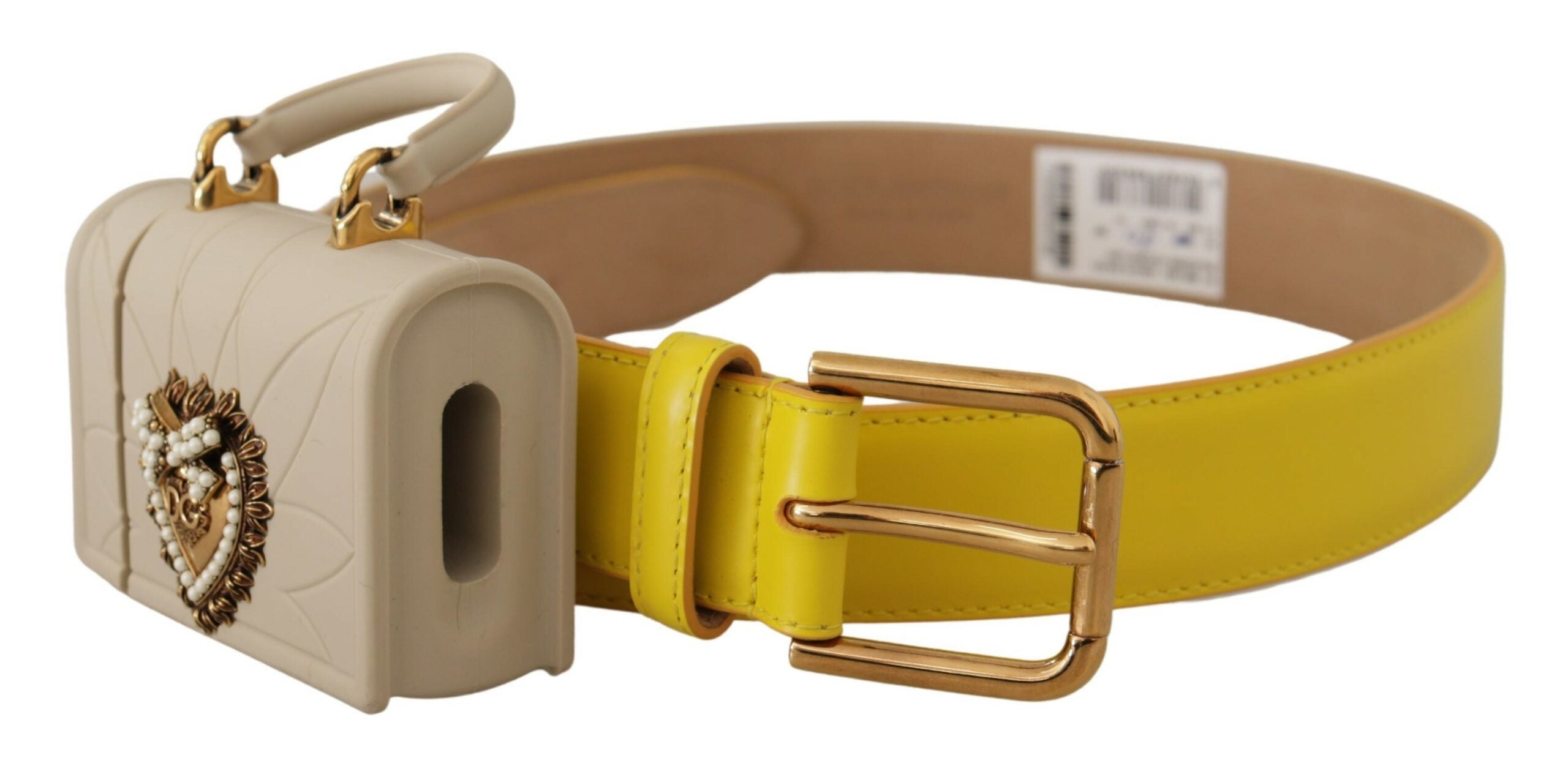 Yellow Leather Devotion Heart Micro Bag Headphones Belt - ventzia