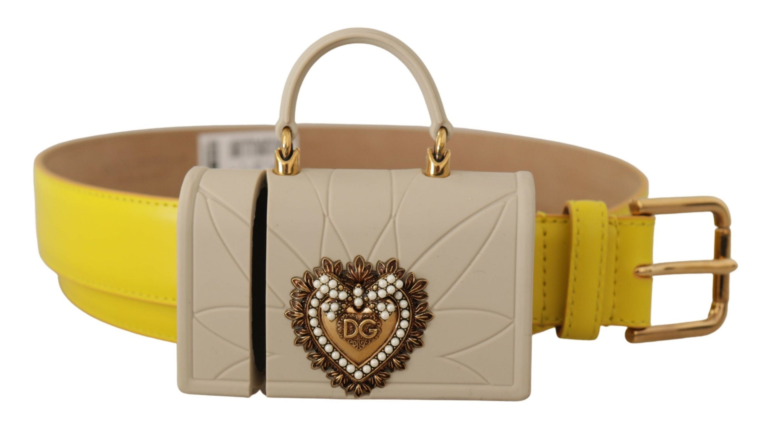 Yellow Leather Devotion Heart Micro Bag Headphones Belt - ventzia