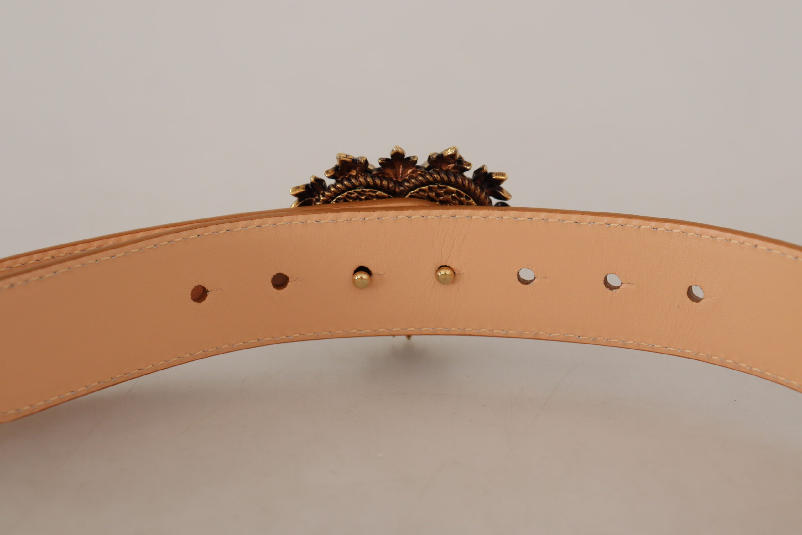 Beige Croc Pattern DEVOTION Heart DG Waist Buckle Belt - ventzia