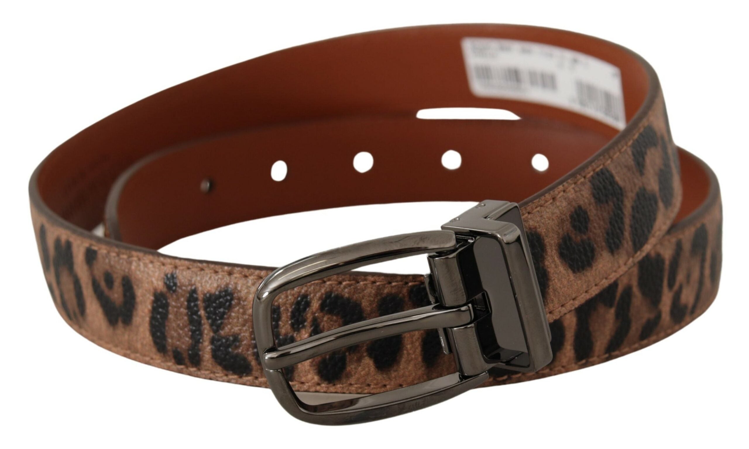 Brown Leopard Embossed Leather Buckle Belt - ventzia