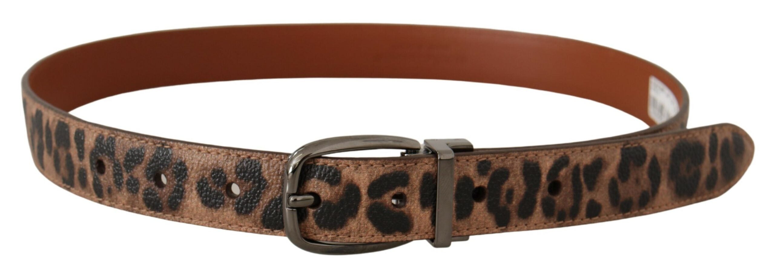 Brown Leopard Embossed Leather Buckle Belt - ventzia