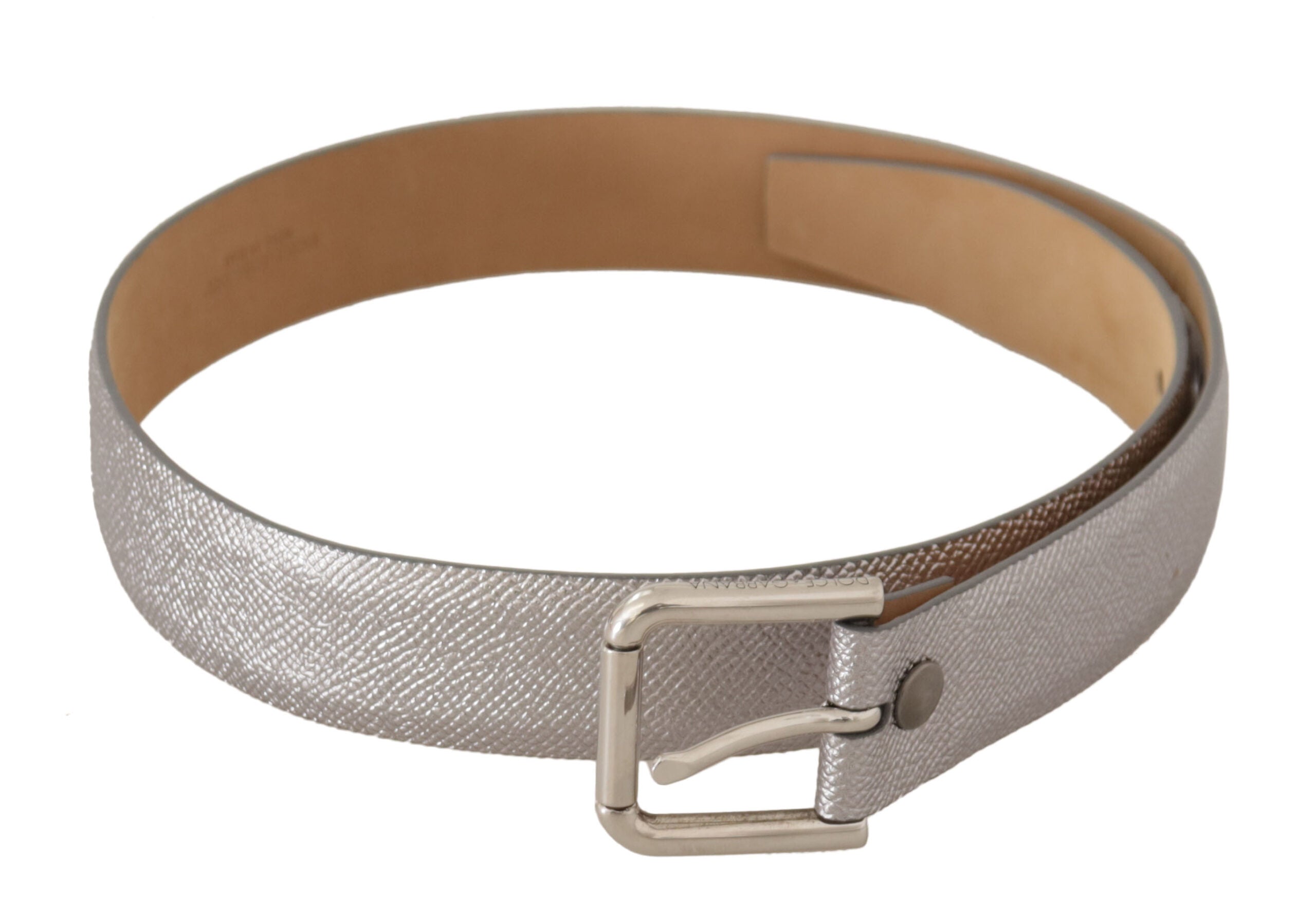 Metallic Silver Leather Metal Waist Buckle Belt - ventzia