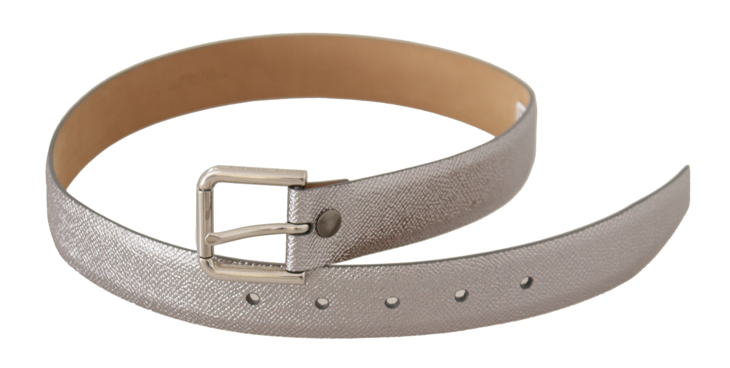 Metallic Silver Leather Metal Waist Buckle Belt - ventzia
