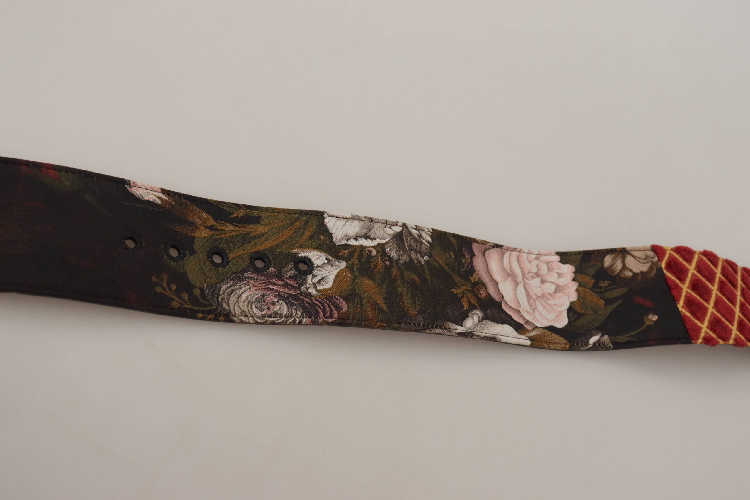 Multicolor Wide Leather Floral Gold Metal Buckle Belt - ventzia