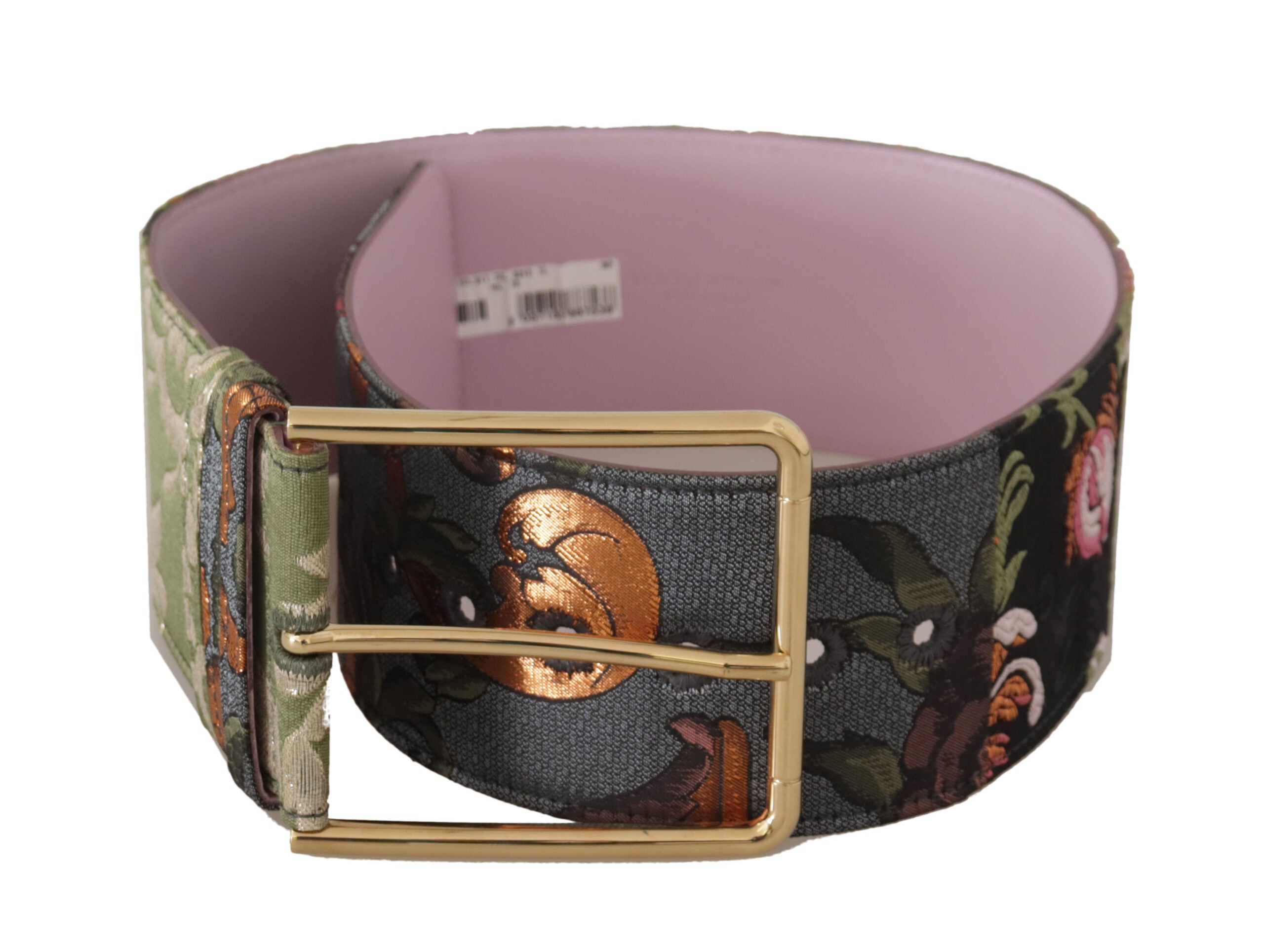 Multicolor Leather Embroidered Gold Metal Buckle Belt - ventzia