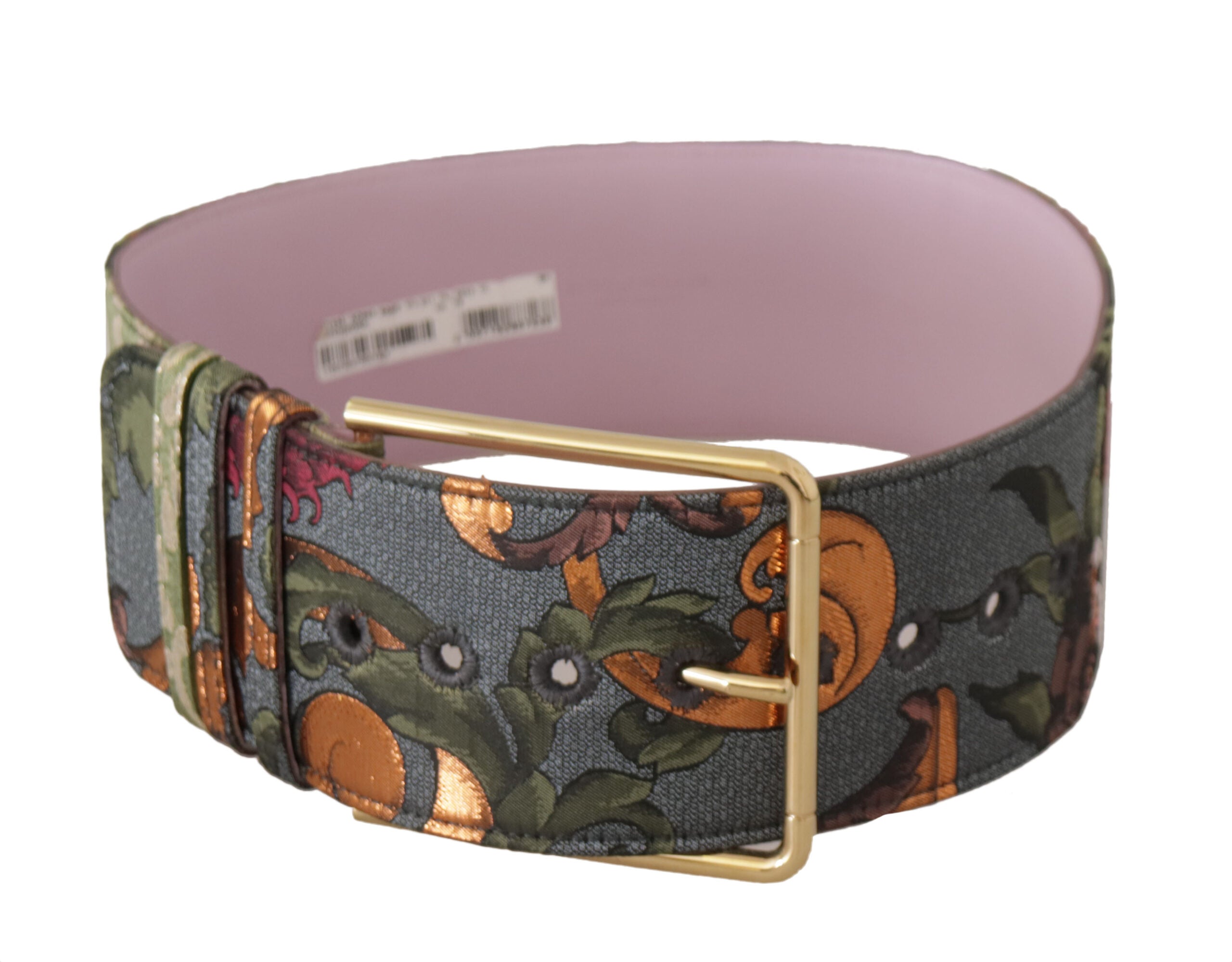 Multicolor Leather Embroidered Gold Metal Buckle Belt - ventzia