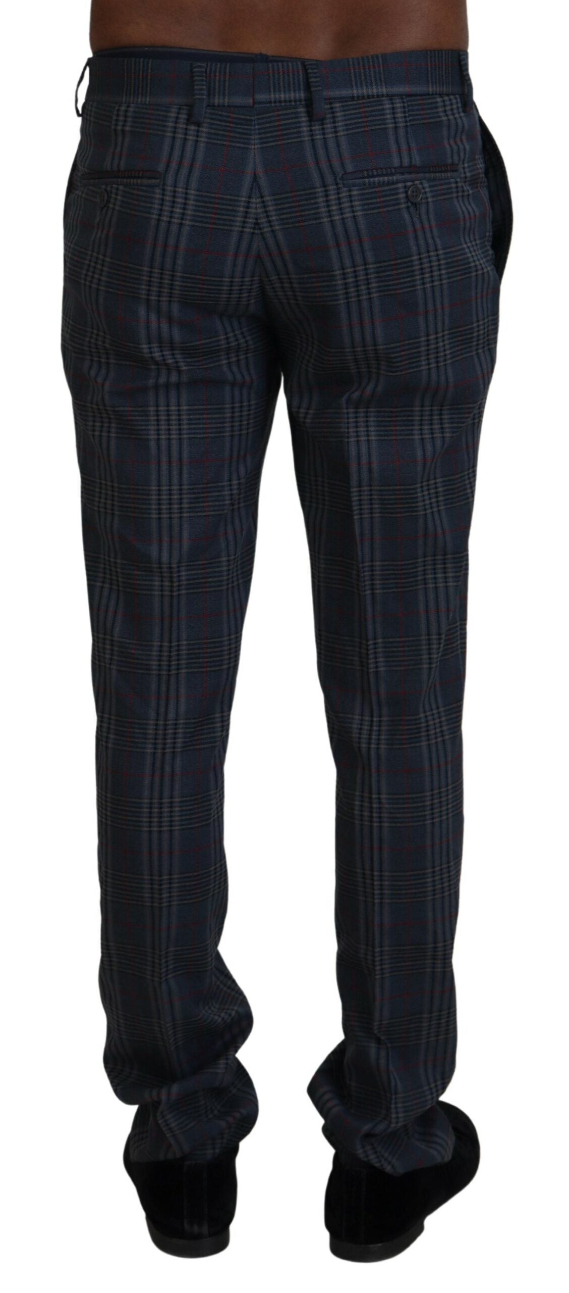 Gray Pure Wool Men Checkered Pants - ventzia