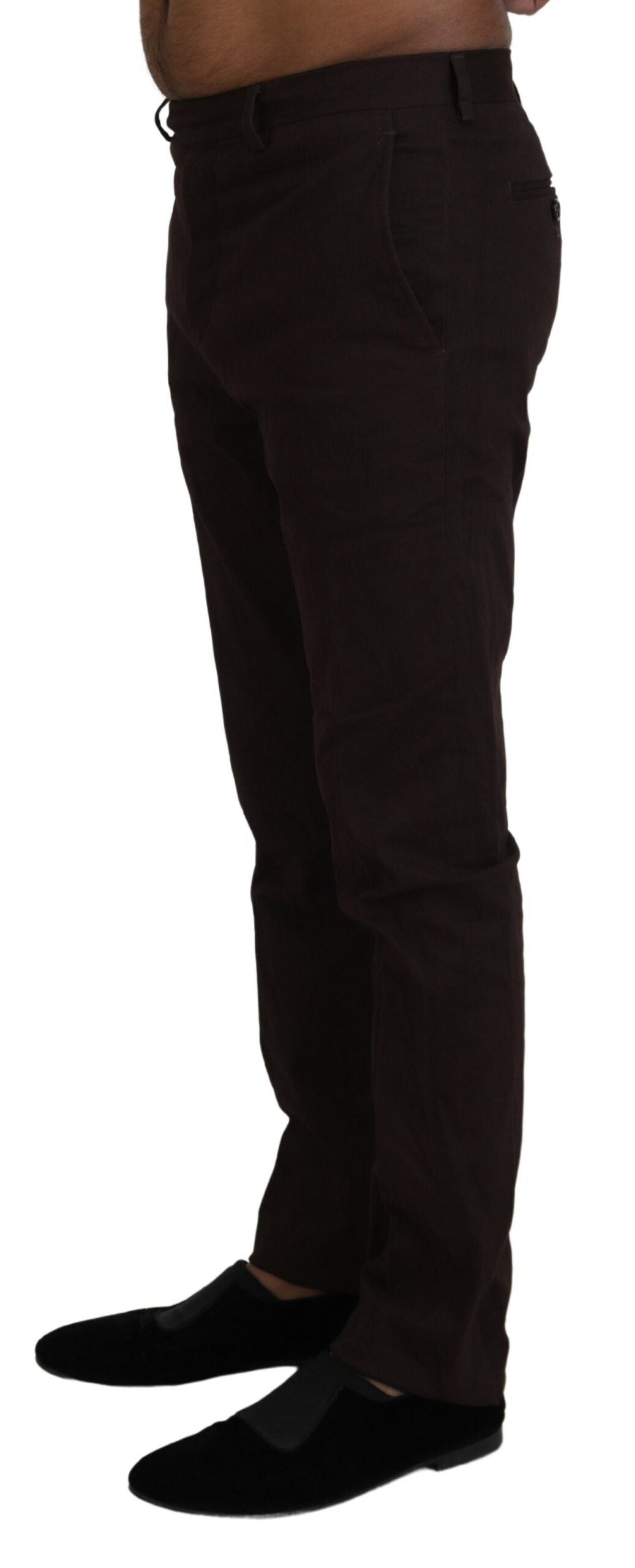 Brown Cotton Tapered Formal Men Pants - ventzia