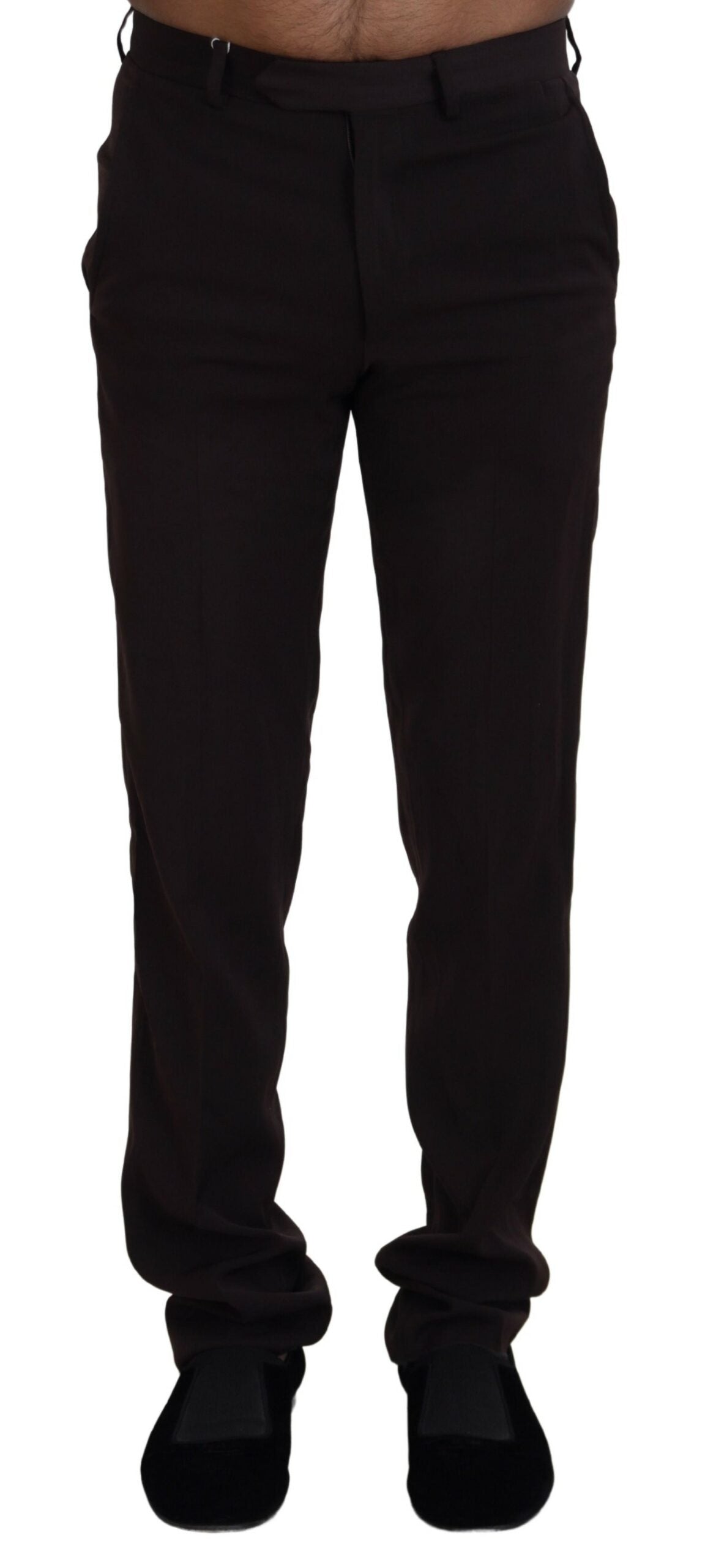 Brown Straight Fit Formal Men Pants - ventzia