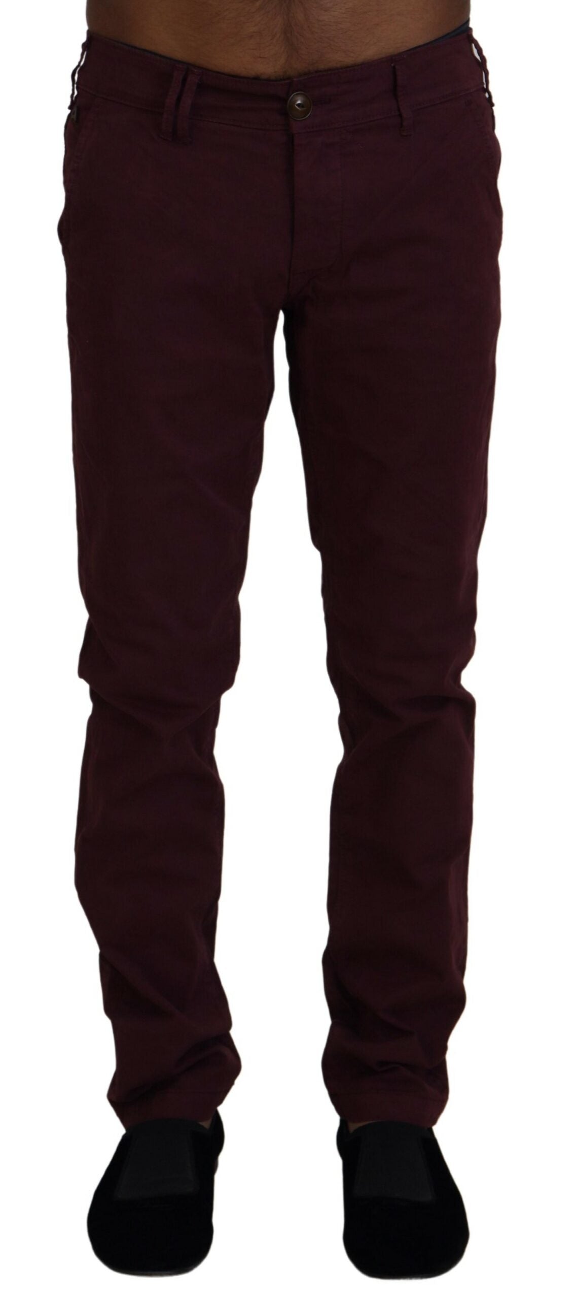 Maroon Cotton Stretch Skinny Casual Men Pants - ventzia